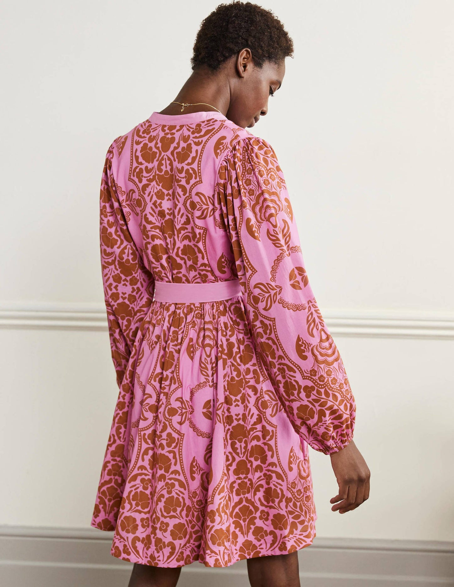 Notch Neck Cotton Dress-Orchid Petal, Passion Bloom