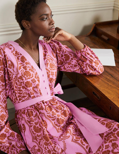 Notch Neck Cotton Dress-Orchid Petal, Passion Bloom-4