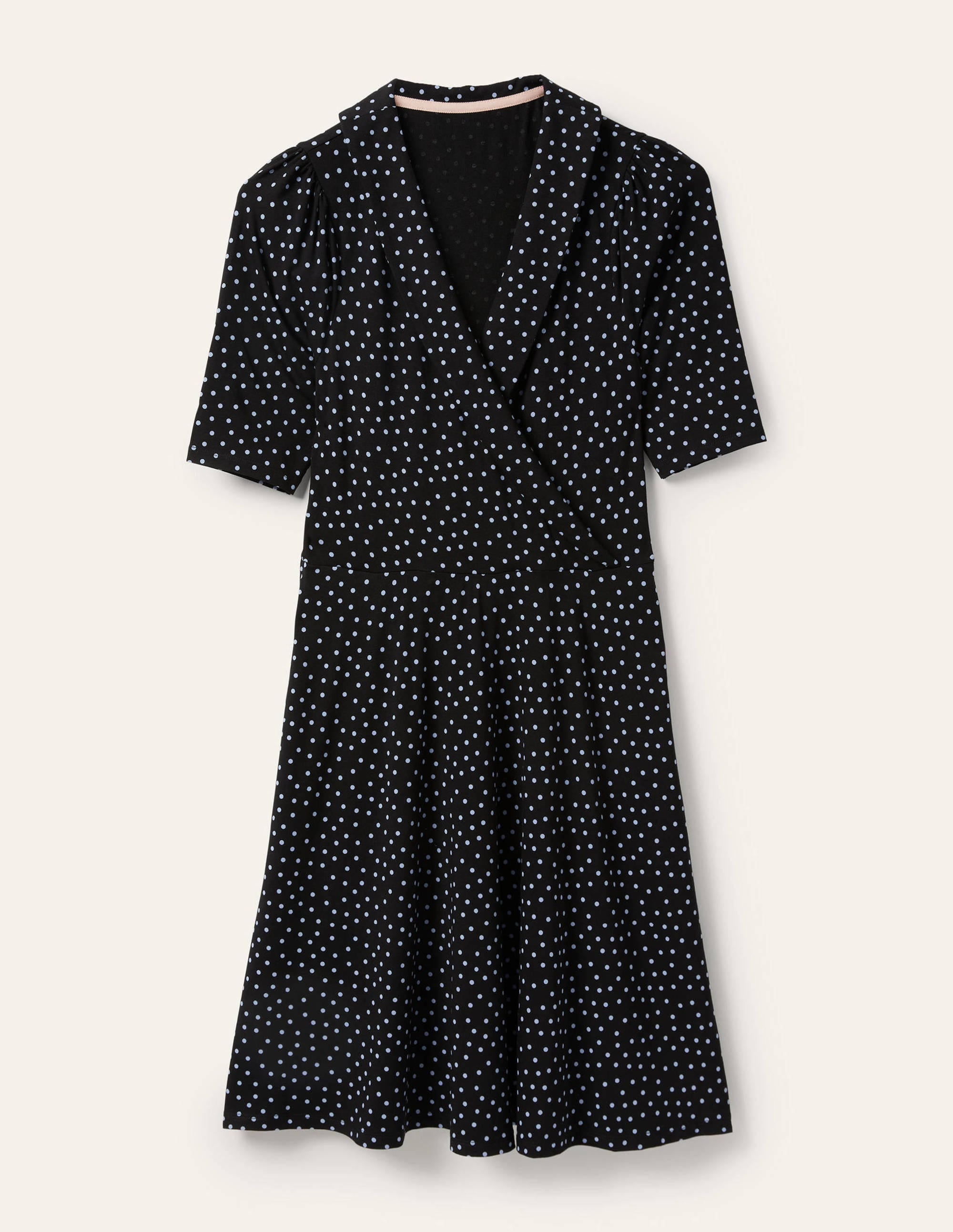 Fixed Wrap Jersey Dress-Black Scattered Spot - Image 5