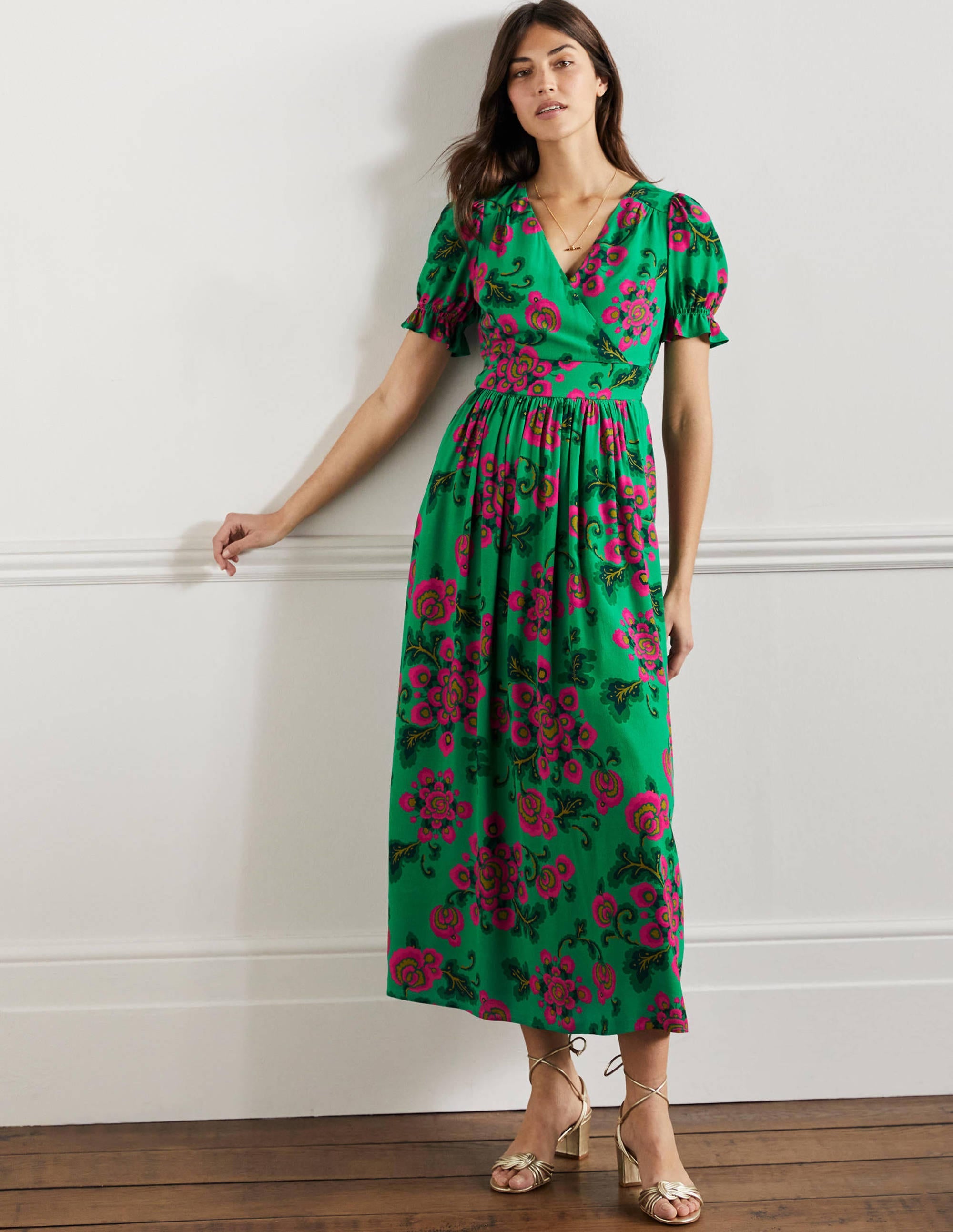 Robe longue Tessa-Vert Ming, motif Wild Blooms - Image 1