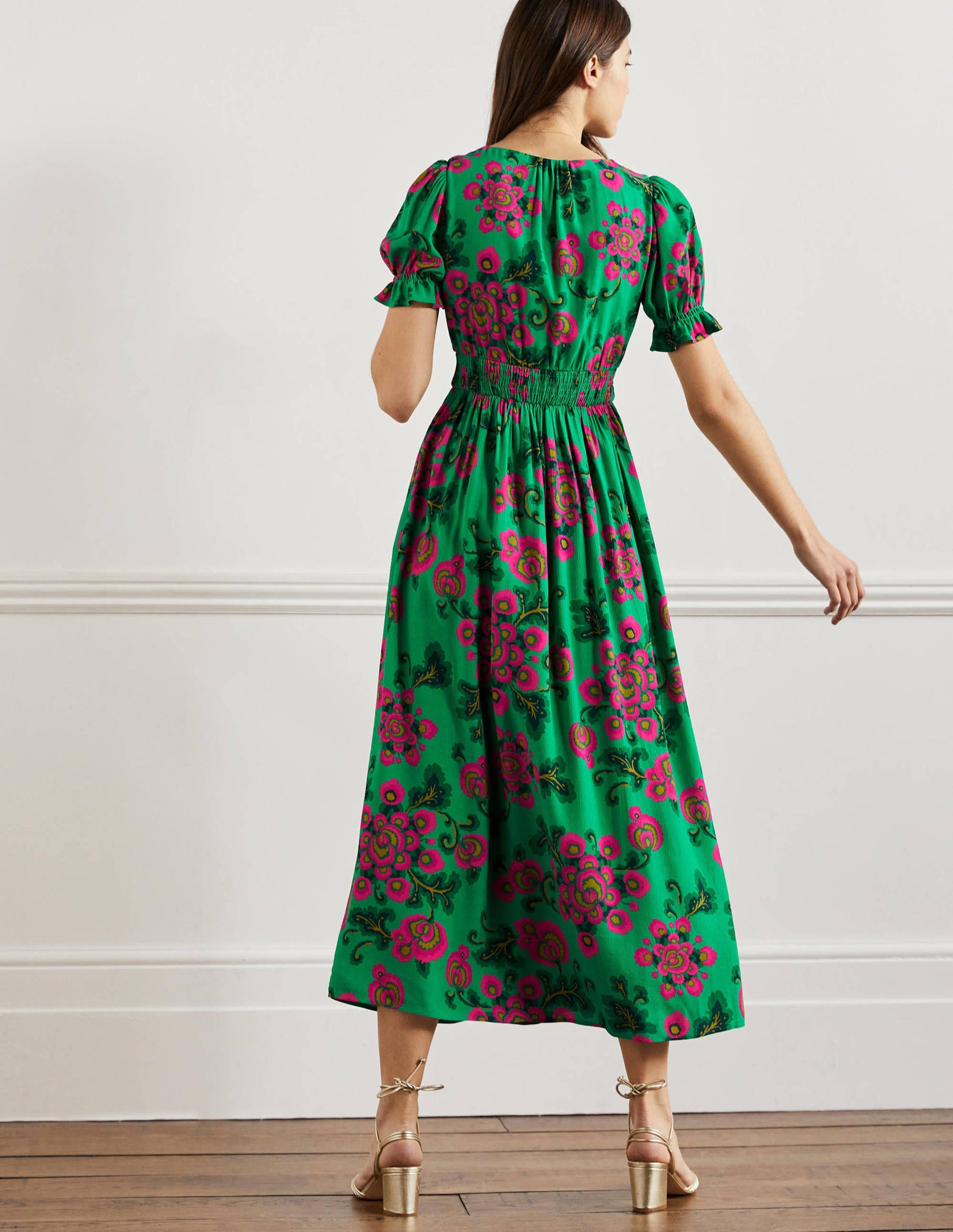 Robe longue Tessa-Vert Ming, motif Wild Blooms-3