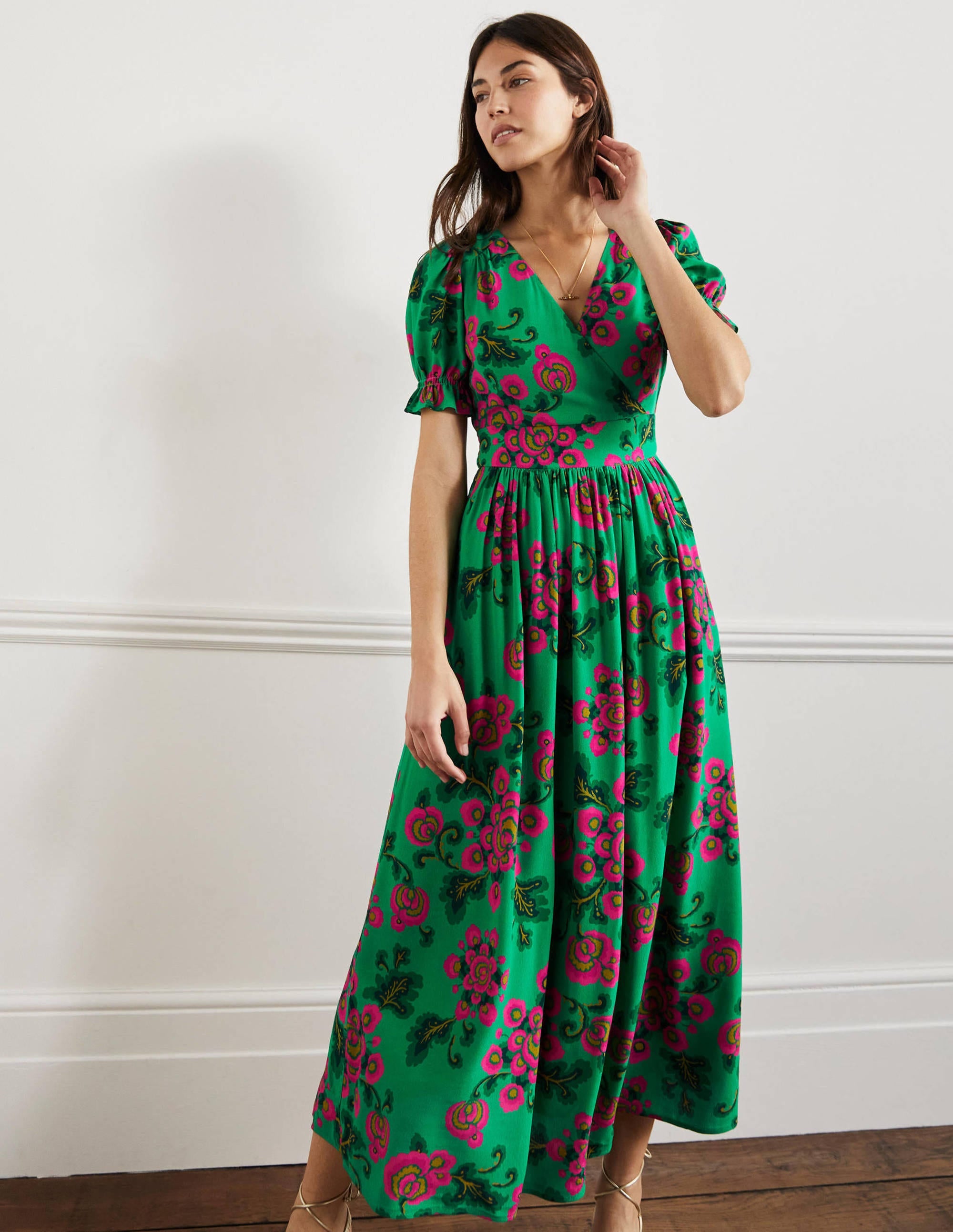 Robe longue Tessa-Vert Ming, motif Wild Blooms - Image 4