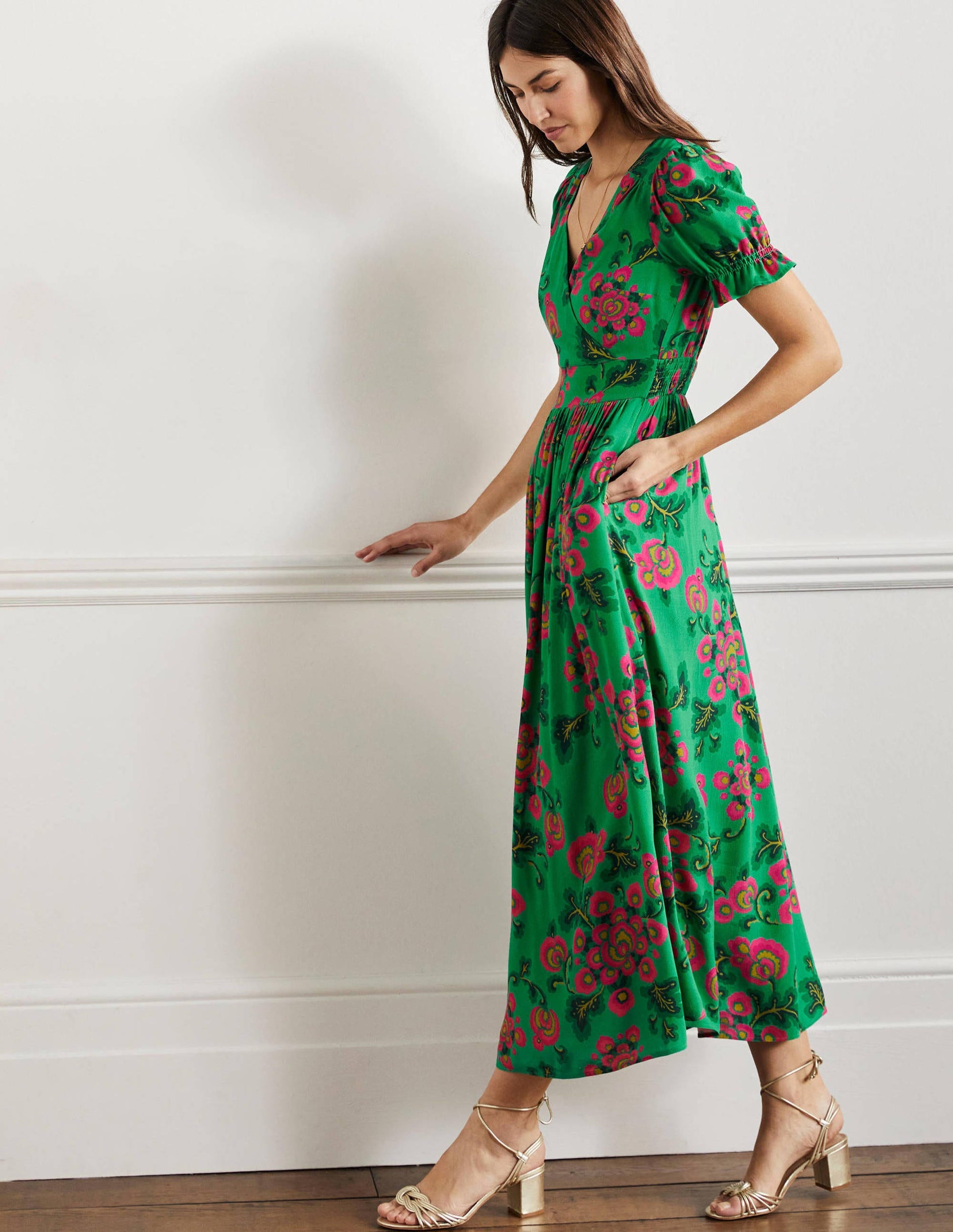 Robe longue Tessa-Vert Ming, motif Wild Blooms-5