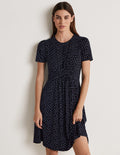 Robe col rond en jersey-Noir, pois indisciplinés