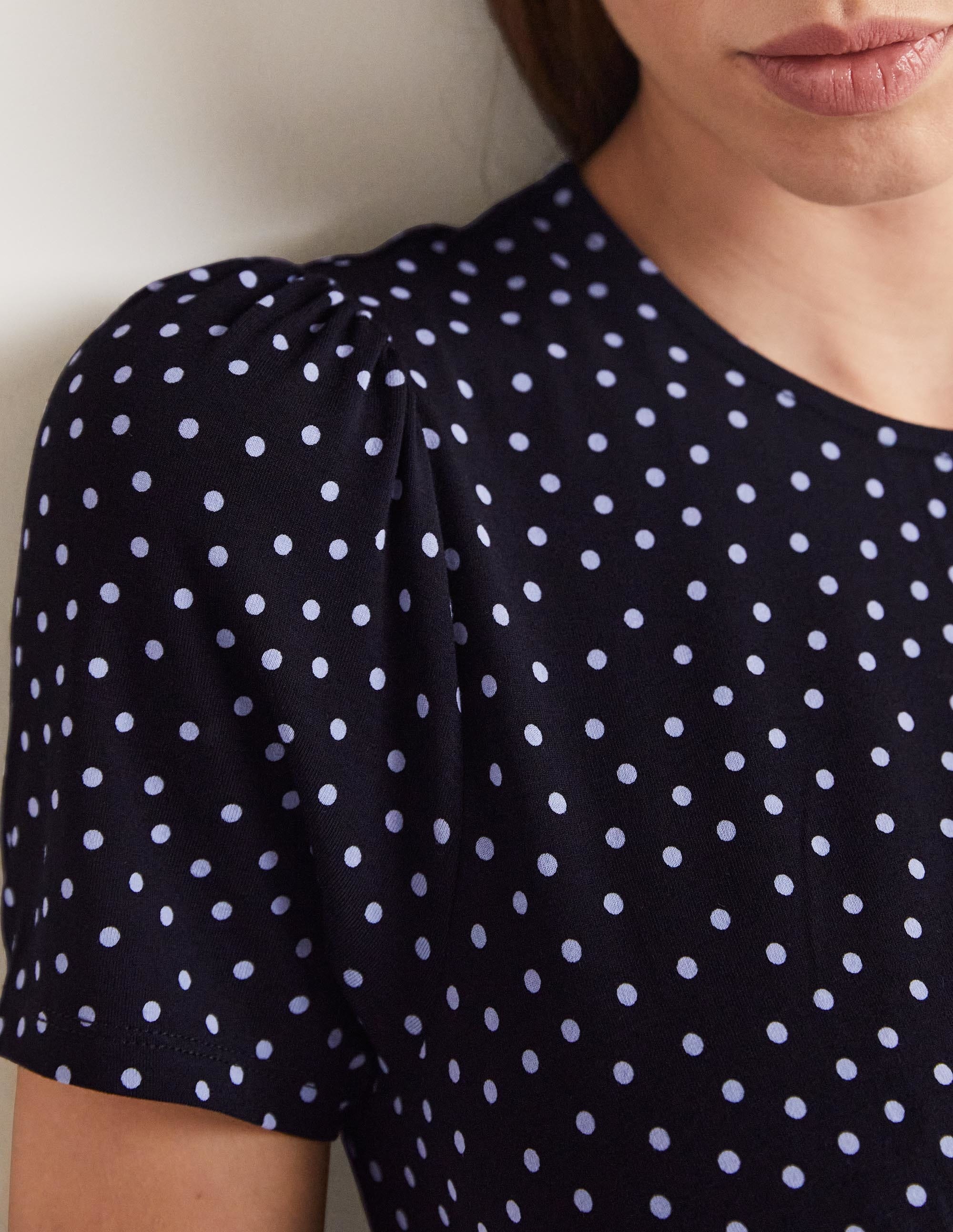 Robe col rond en jersey-Noir, pois indisciplinés - Image 2