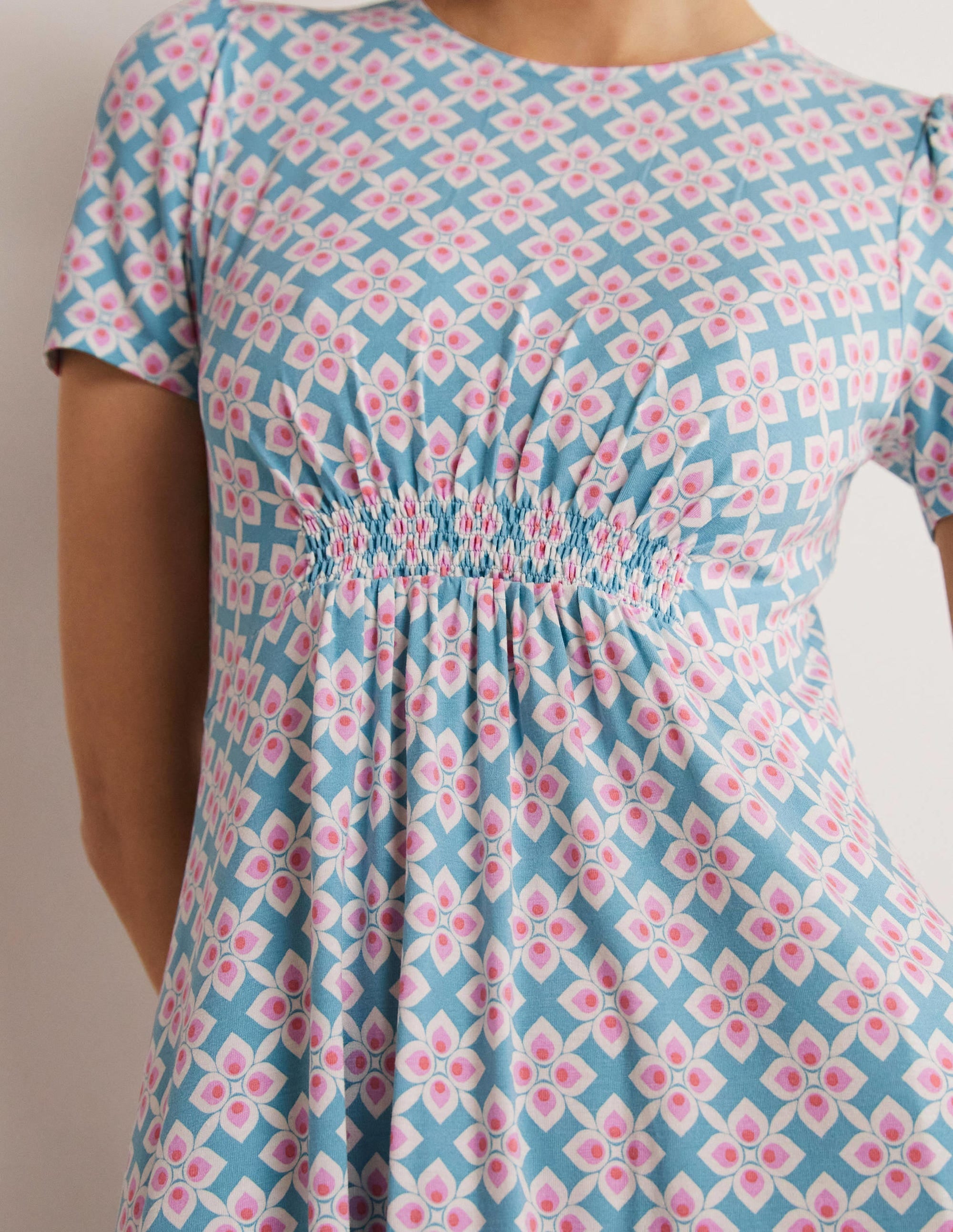 Robe col rond en jersey-Ombre côtière, motif Diamond Leaf - Image 2