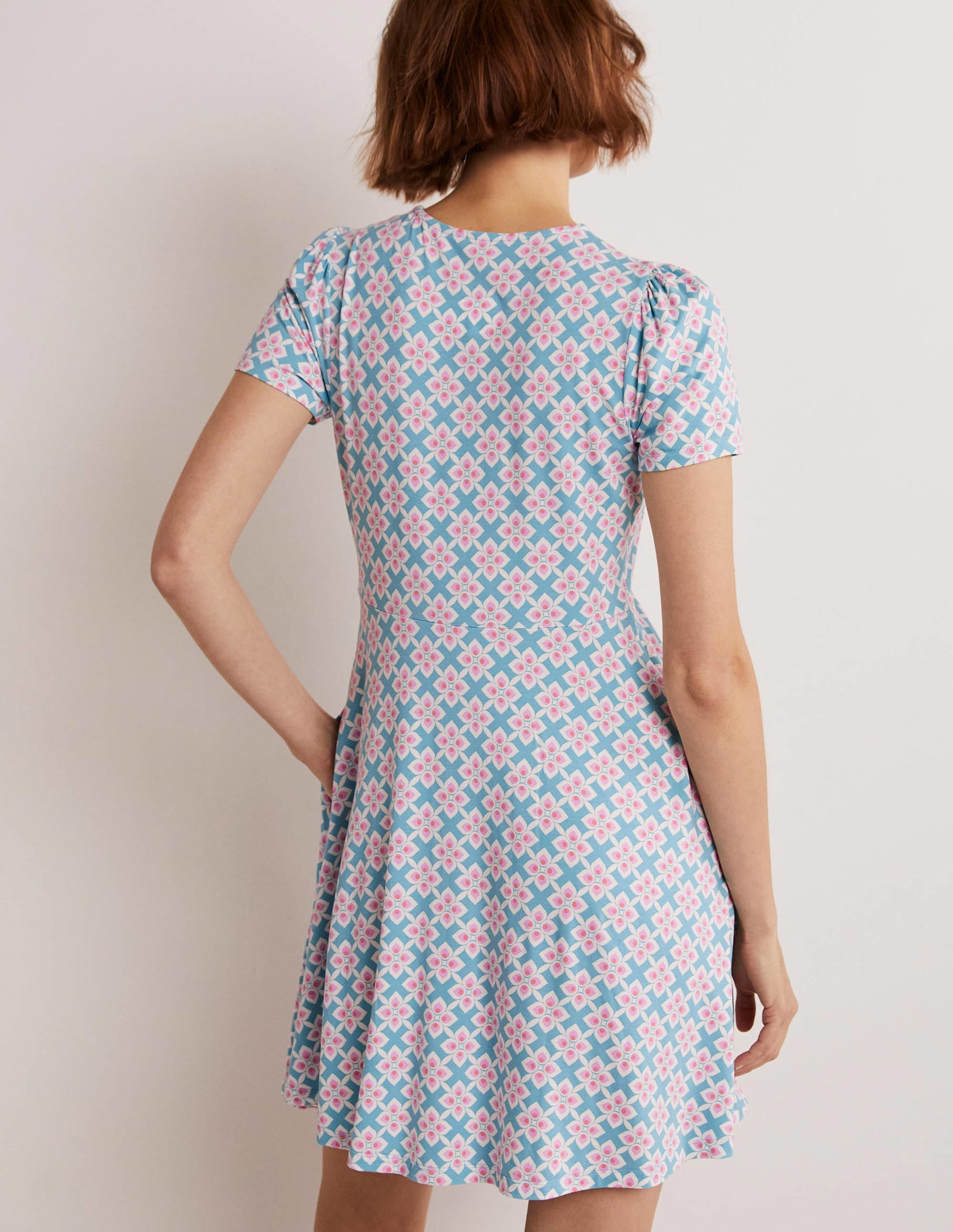 Robe col rond en jersey-Ombre côtière, motif Diamond Leaf - Image 3