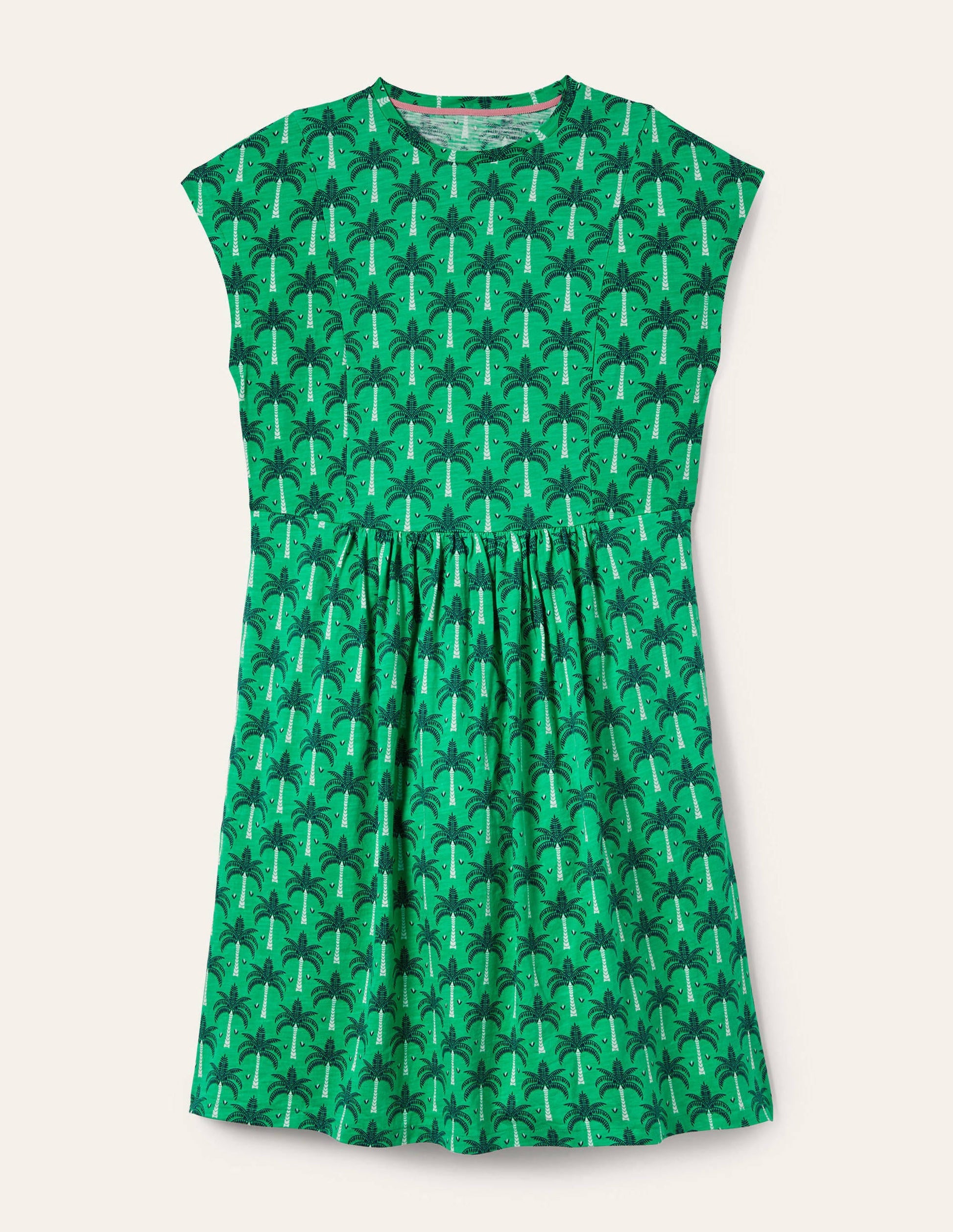 T-Shirt-Kleid aus Jersey-Grüne Lagune, Paradiespalmen-5