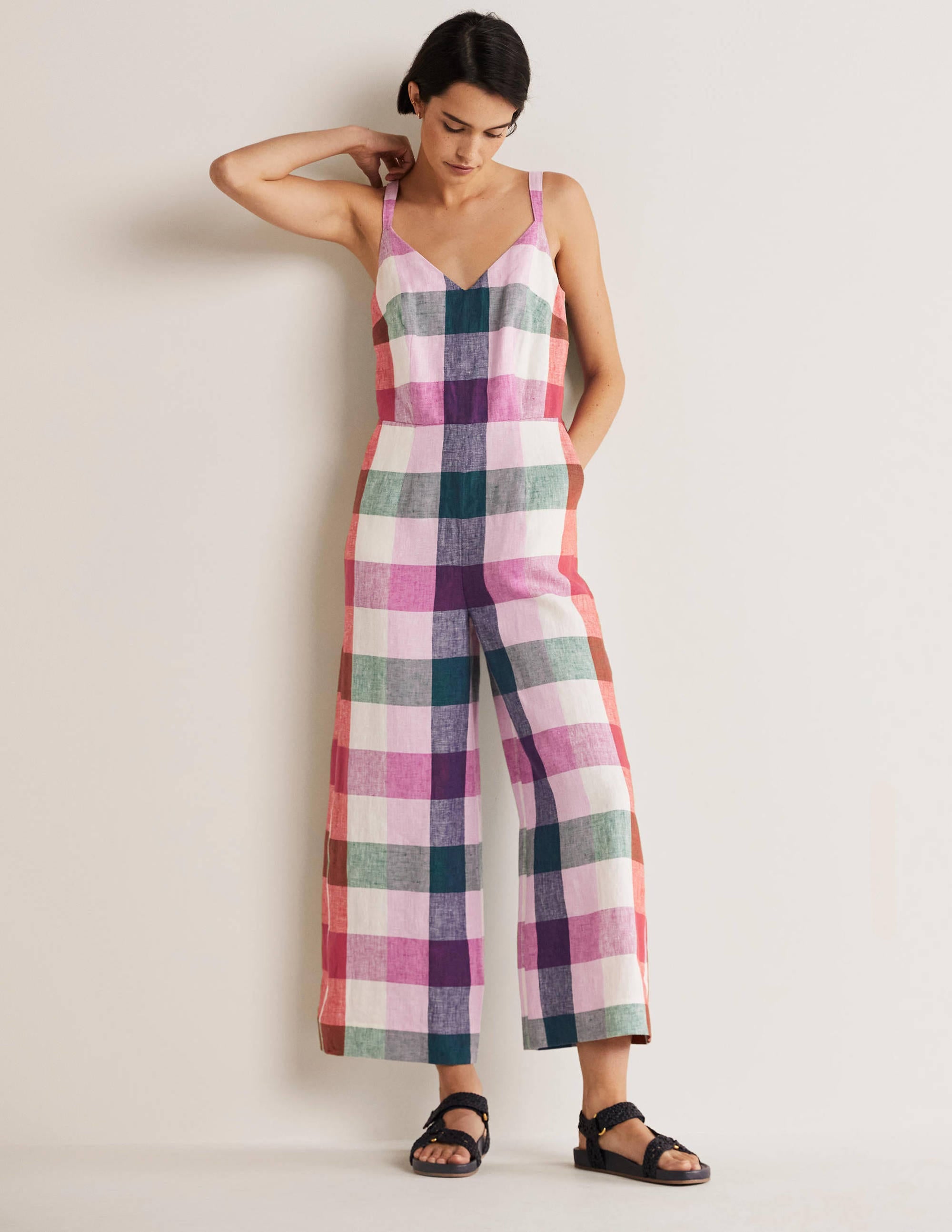 Lola Träger-Overall aus Leinen-Bonbonfarben/Sattes Pink - Image 1
