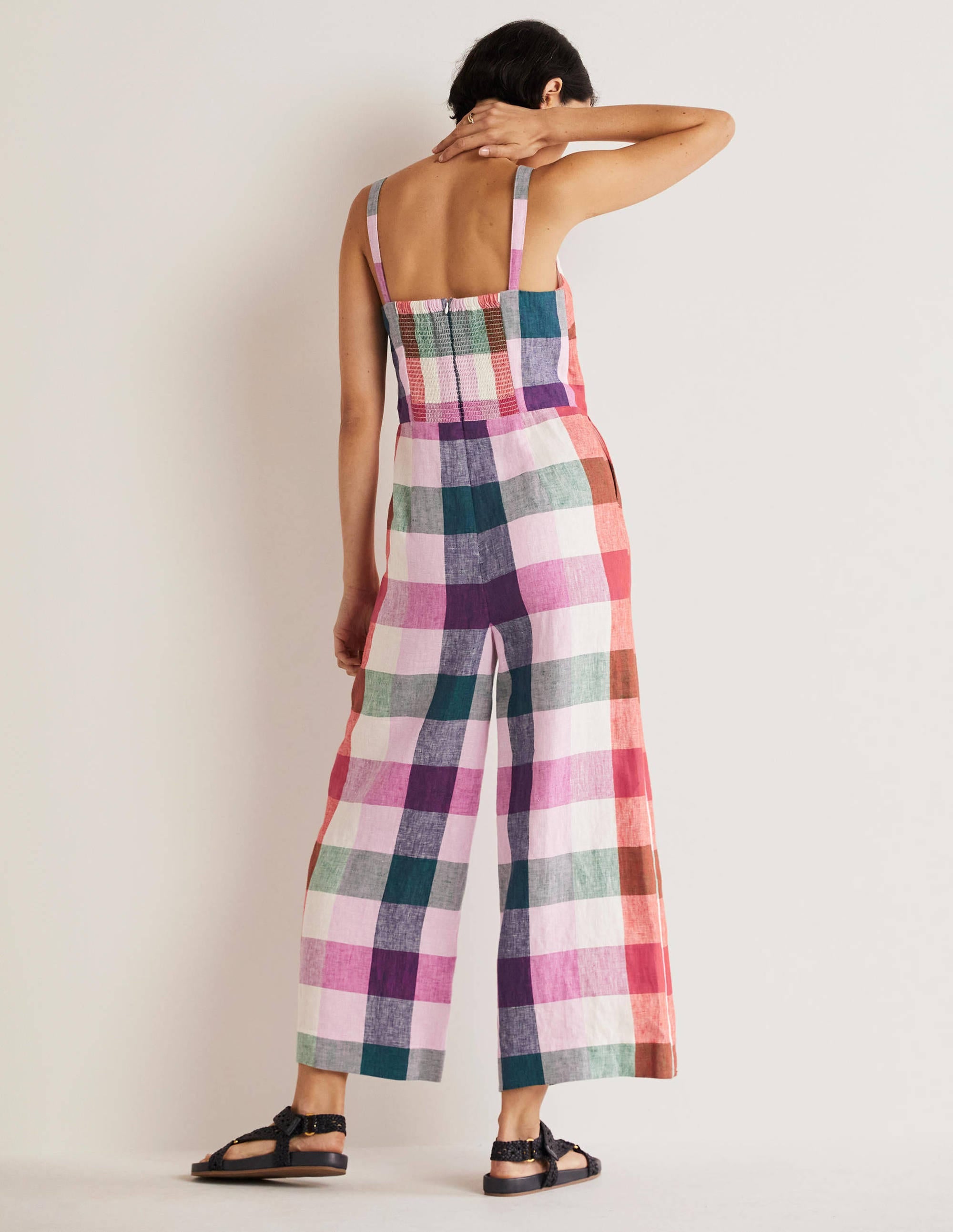 Lola Träger-Overall aus Leinen-Bonbonfarben/Sattes Pink - Image 3