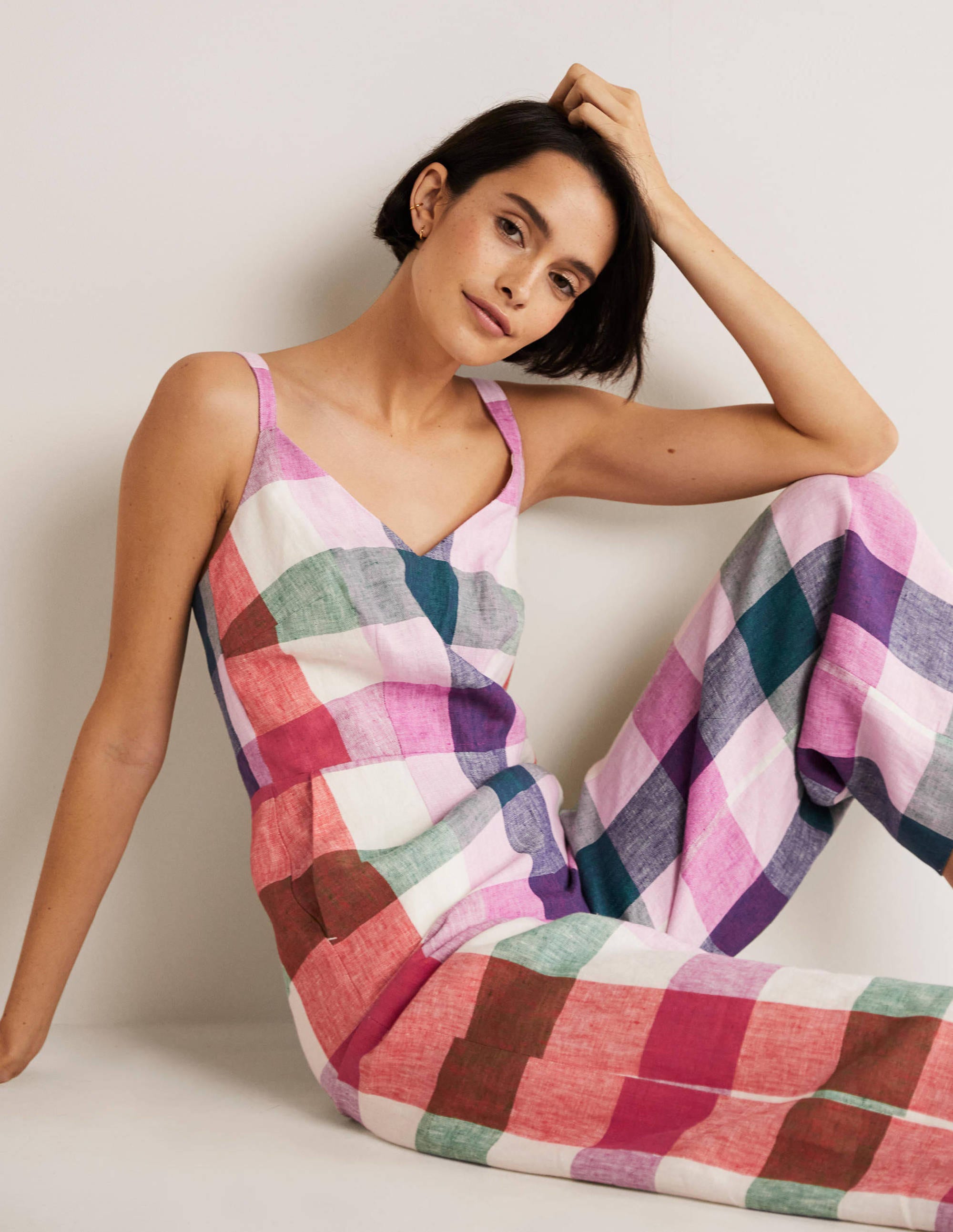 Lola Träger-Overall aus Leinen-Bonbonfarben/Sattes Pink - Image 4