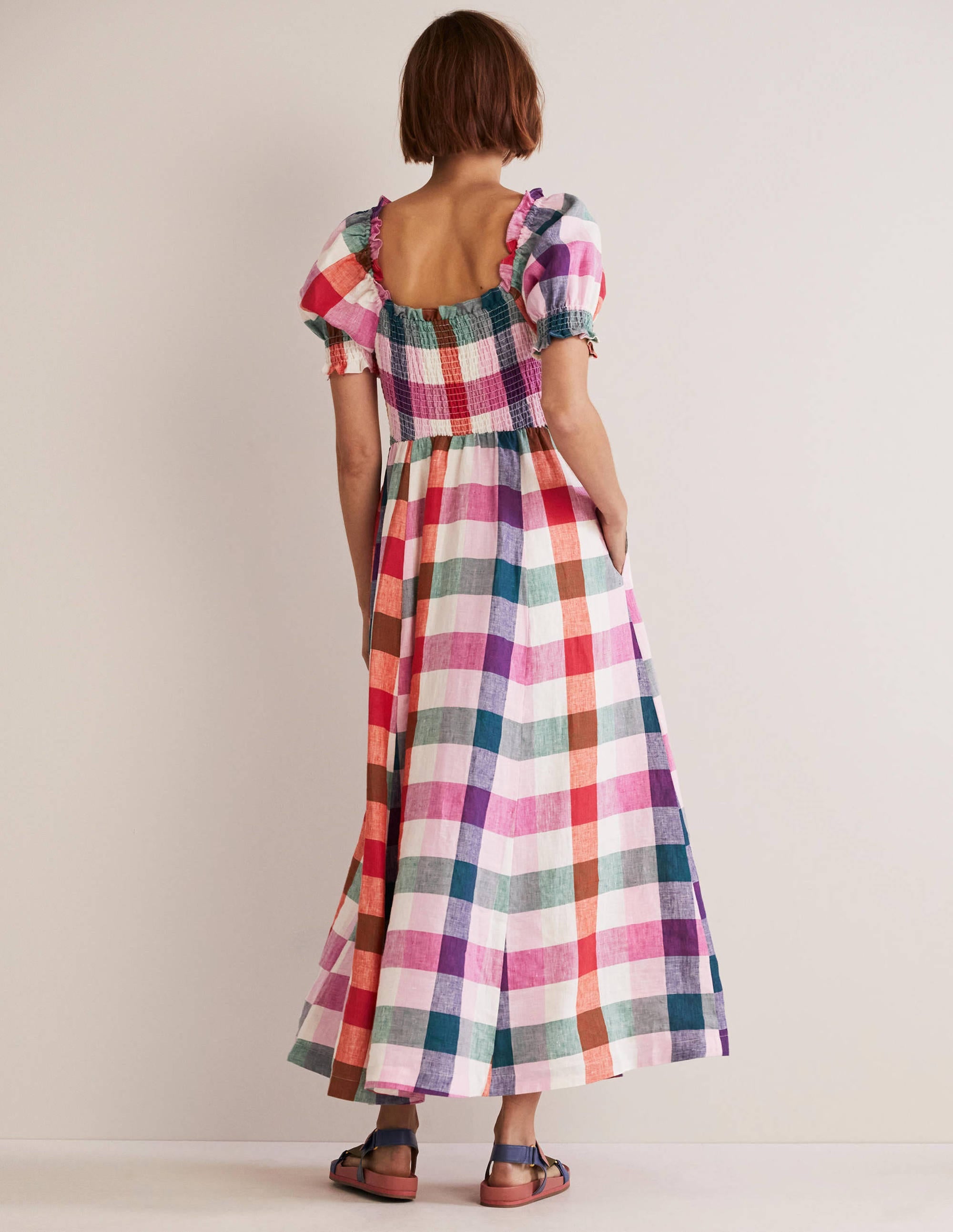 Midikleid mit gesmoktem Oberteil-Bonbonfarben/Sattes Pink - Image 5