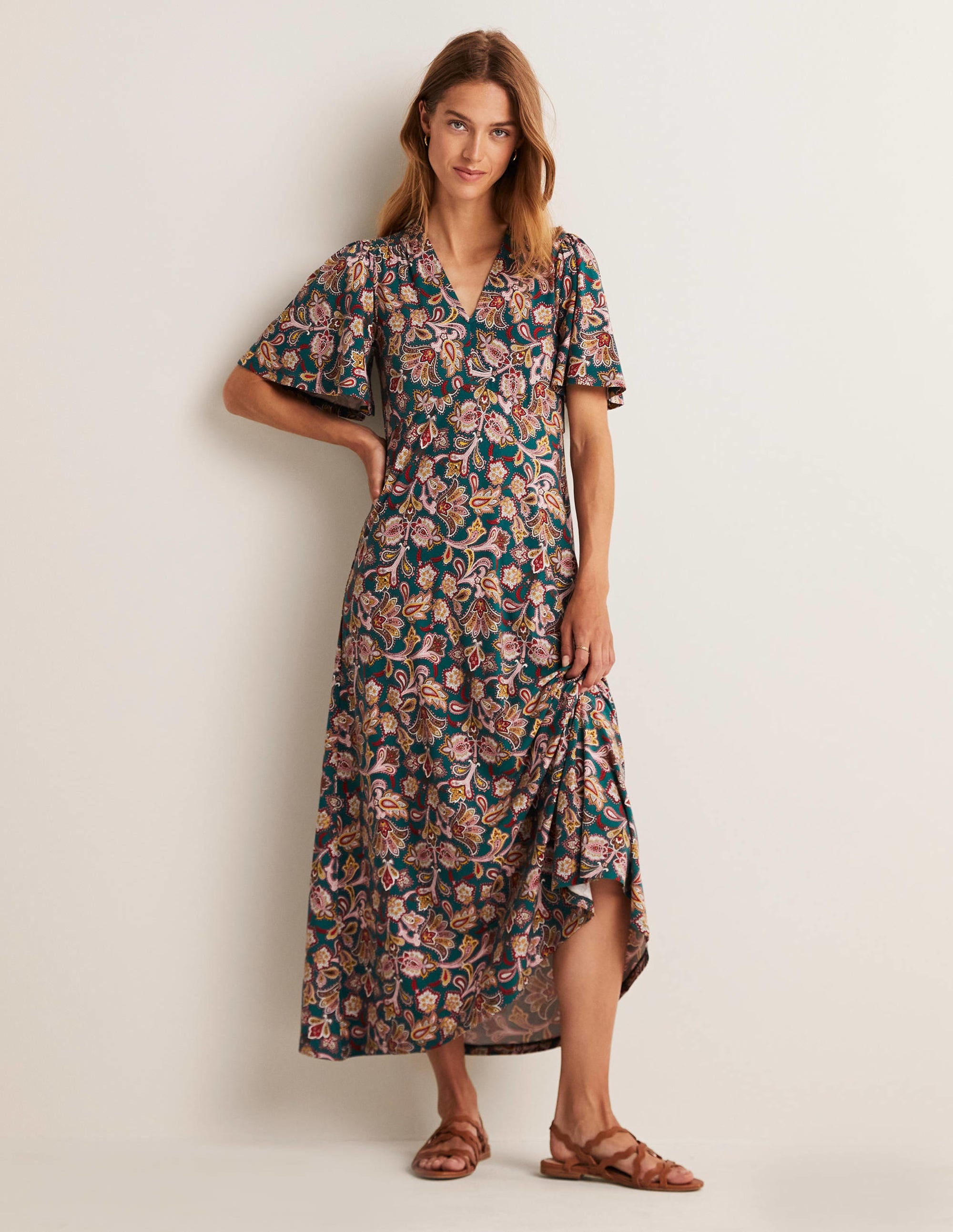 Jersey-Midikleid-Chesapeake Bay, Paisley-Knospen - Image 1