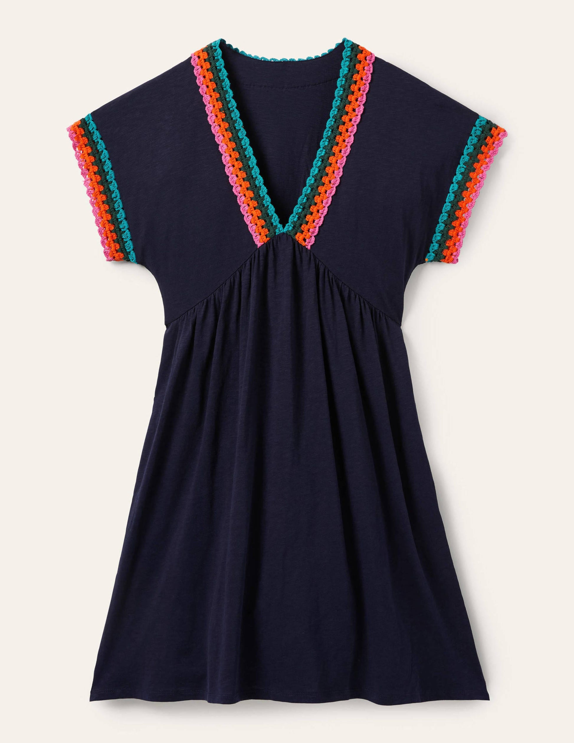 Jerseykleid mit Häkelborte-Marineblau-6