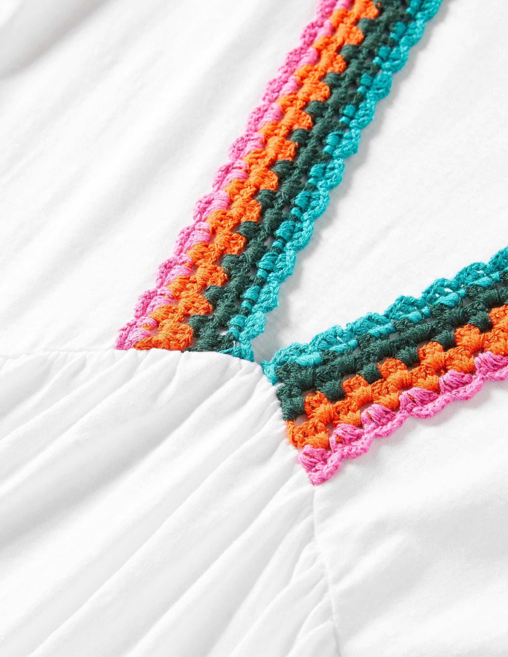 Robe en jersey avec détails crochetés-Blanc-5