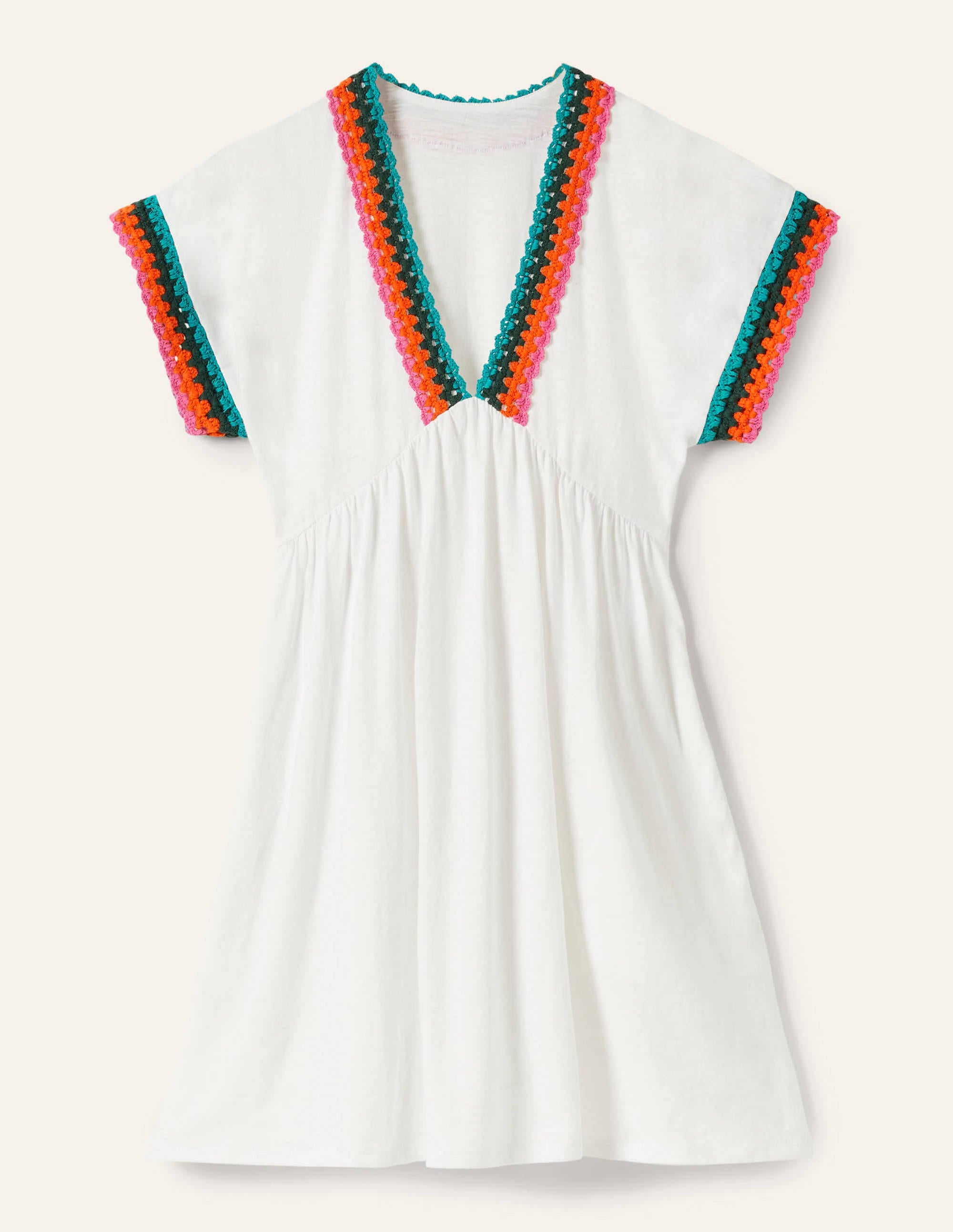 Robe en jersey avec détails crochetés-Blanc - Image 6