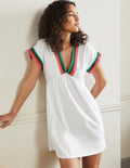 Robe en jersey avec détails crochetés-Blanc