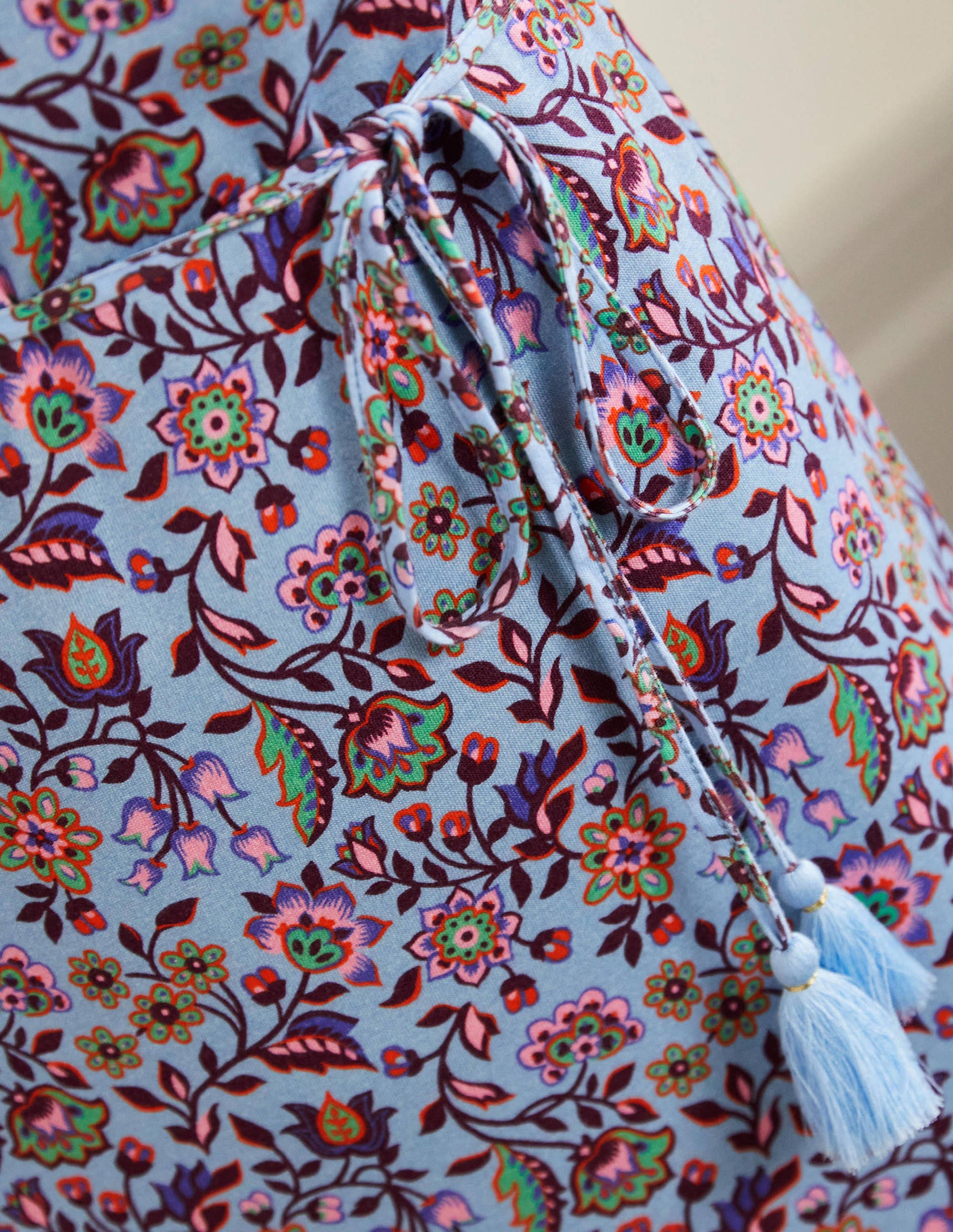 Belted Jersey Midi Dress-Dusty Blue Oriental Meadow - Image 5