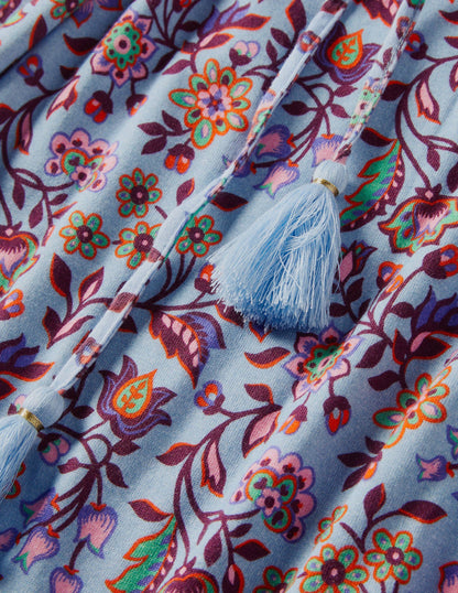 Jersey-Midikleid mit Gürtel-Graublau, Orientalische Wiese-6