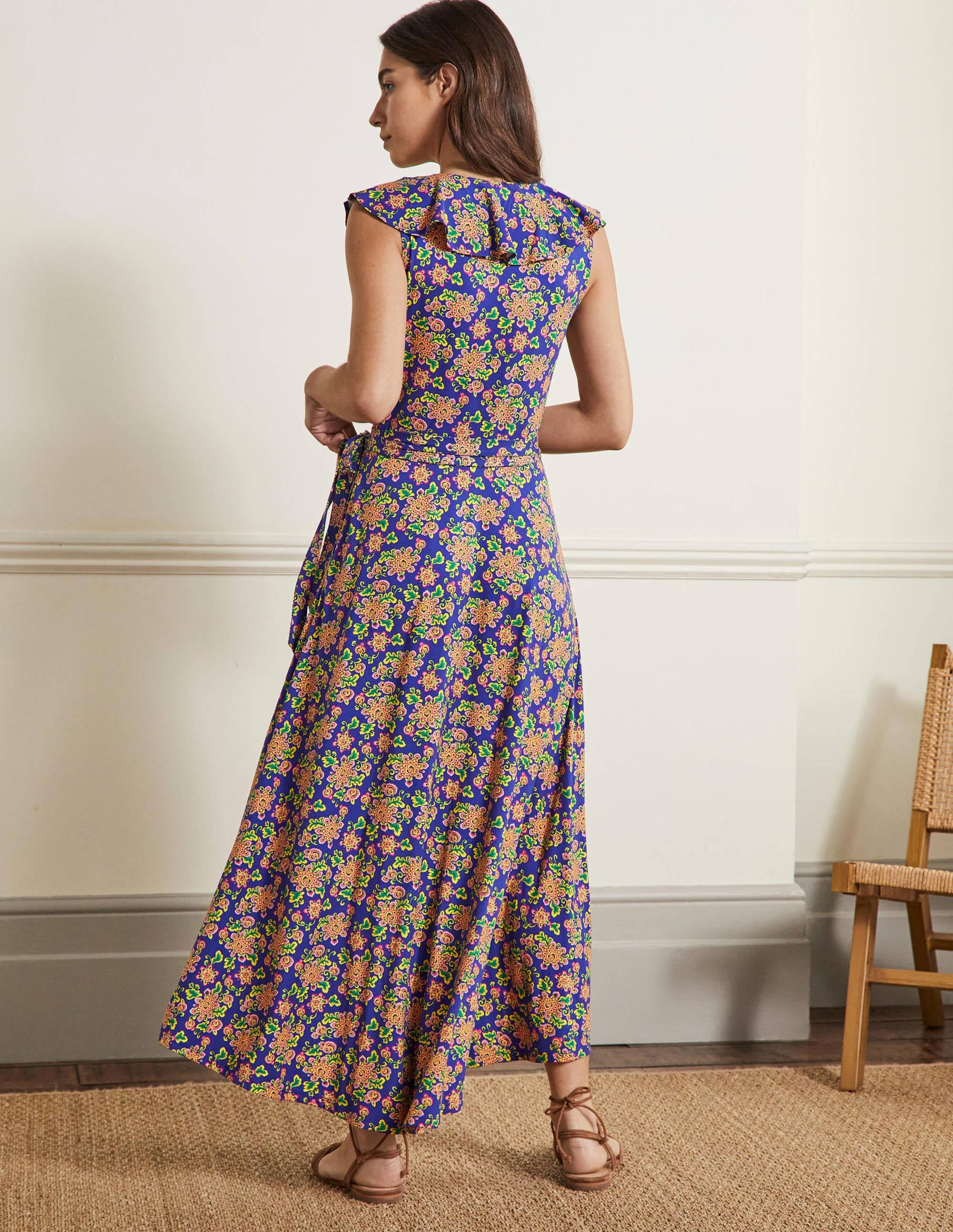 Saskia Maxi-Wickelkleid aus Jersey-Atlantischer Ozean, Wildblumen - Image 7