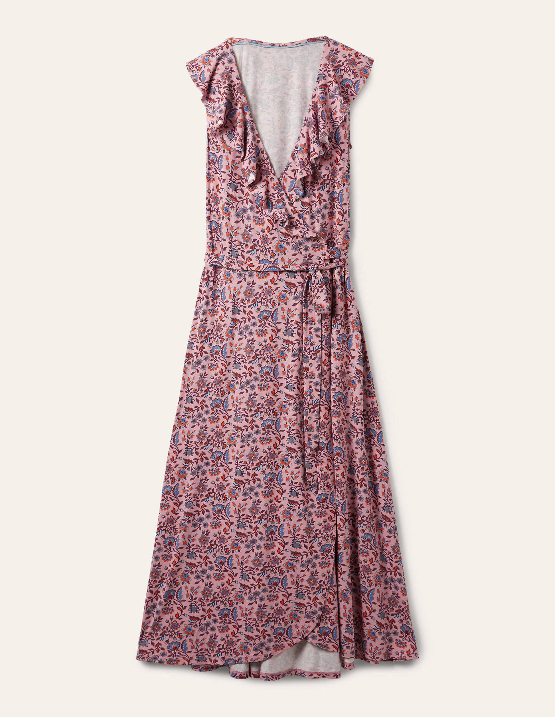 Saskia Maxi-Wickelkleid aus Jersey-Kirschblütenrosa, Orientalische Wiese-5