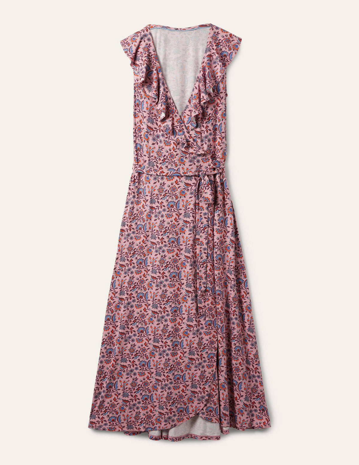 Saskia Maxi-Wickelkleid aus Jersey-Kirschblütenrosa, Orientalische Wiese - Image 5