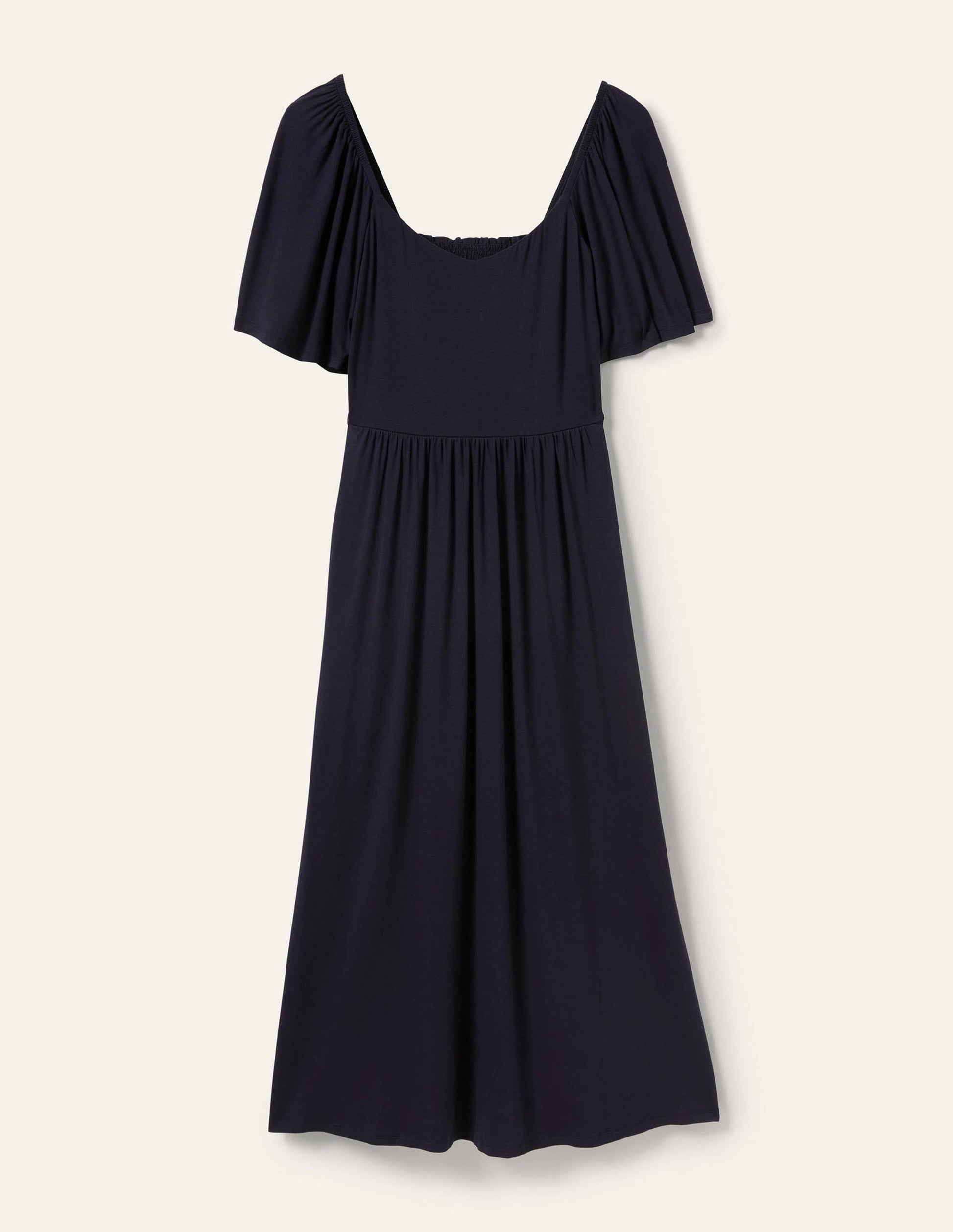 Smock Detail Jersey Maxi Dress-Navy-6