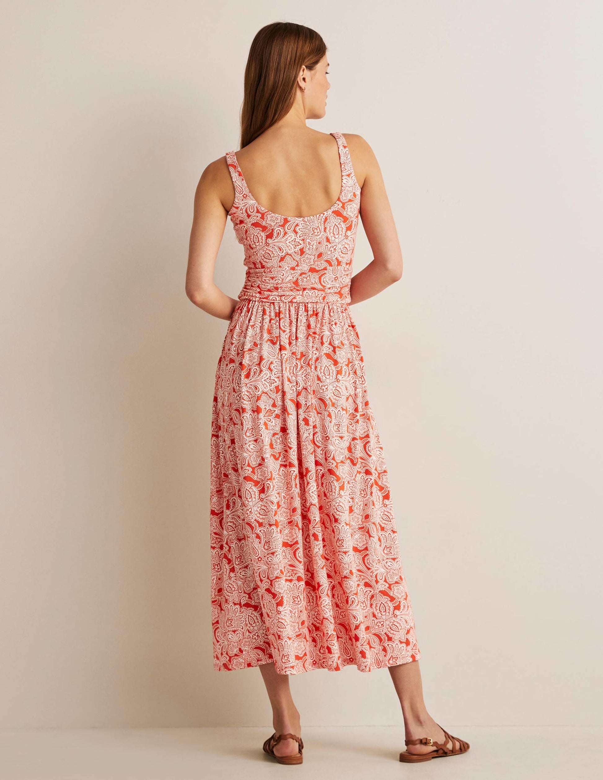 Scoop Neck Jersey Midi Dress-Firecracker, Paisley Bud-3