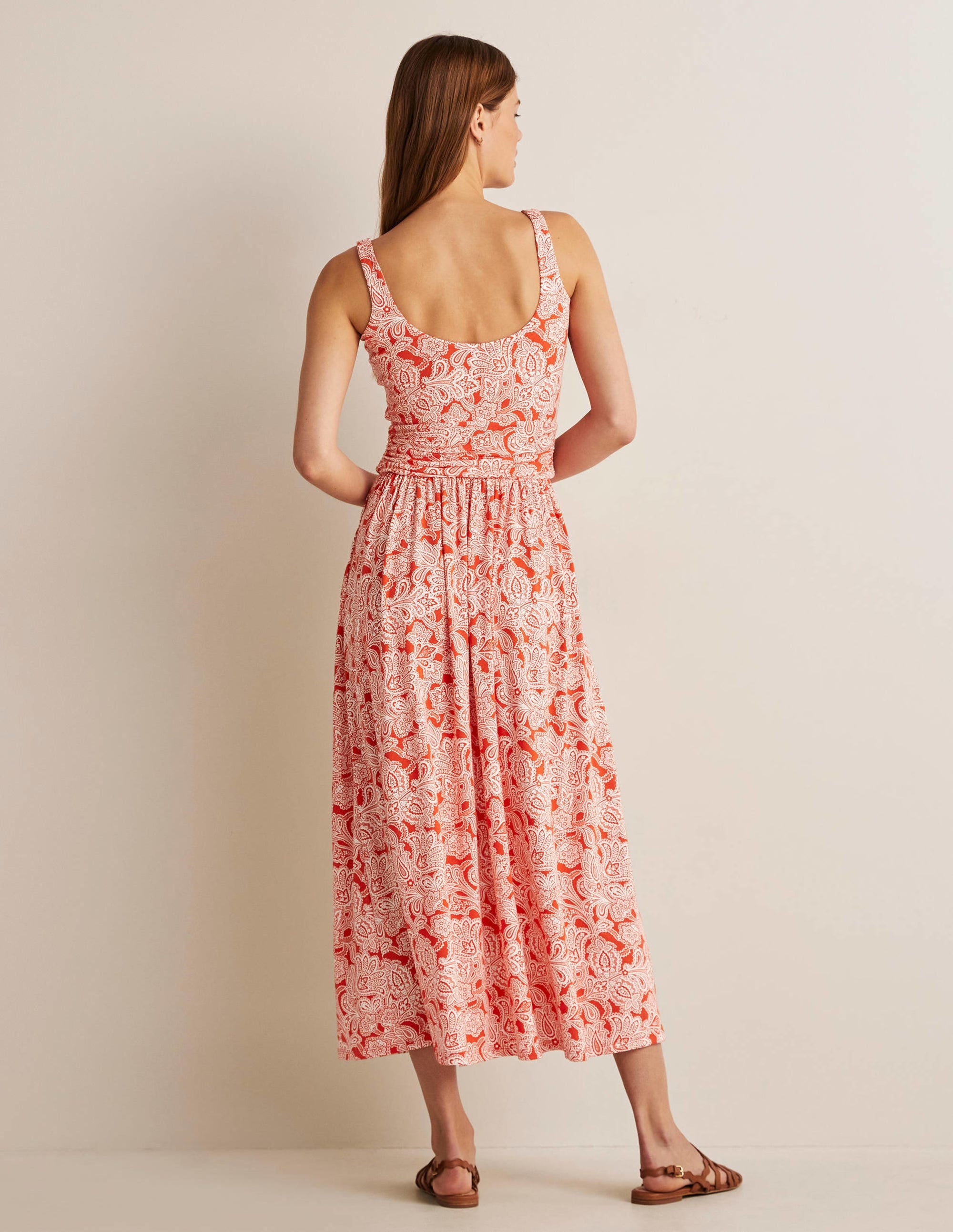 Scoop Neck Jersey Midi Dress-Firecracker, Paisley Bud - Image 3