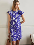 Trim Detail T-Shirt Dress-Atlantic Ocean, Scattered Dot