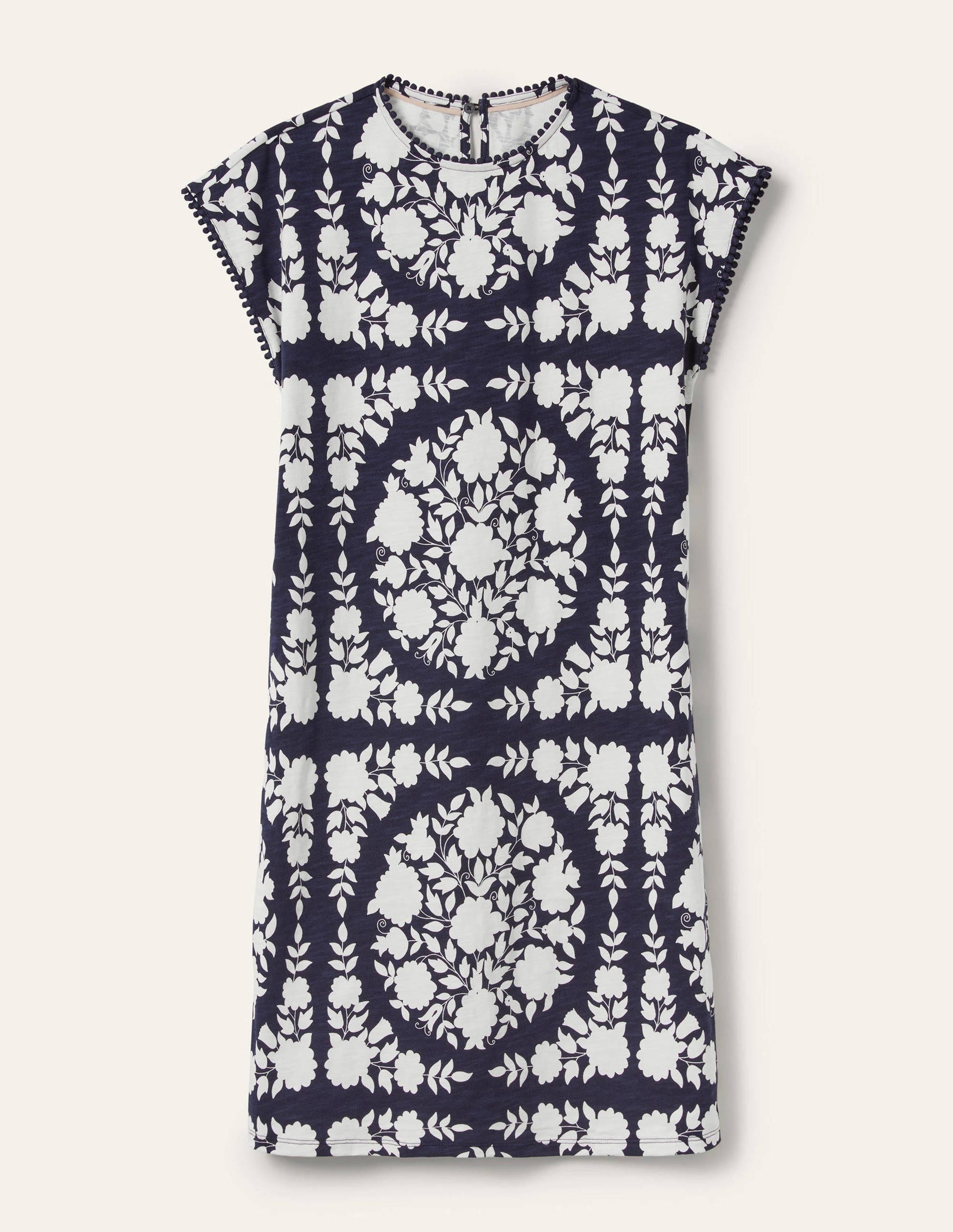 Robe T-shirt ornementée-Bleu marine, motif Wildflower Prairie-5