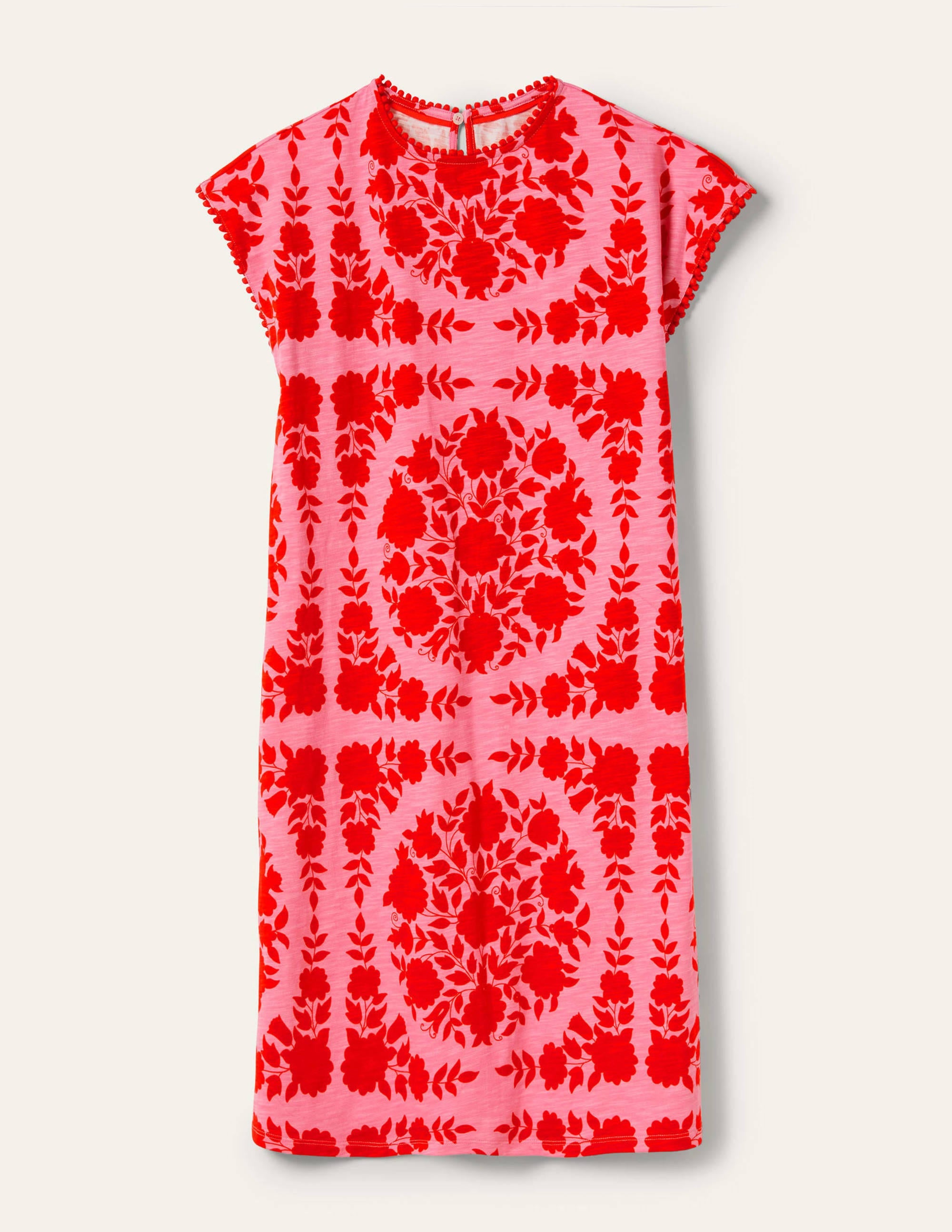 T-Shirt-Kleid mit Borte-Blümchenrosa, Wildblumenmuster - Image 5