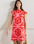 T-Shirt-Kleid mit Borte-Blümchenrosa, Wildblumenmuster