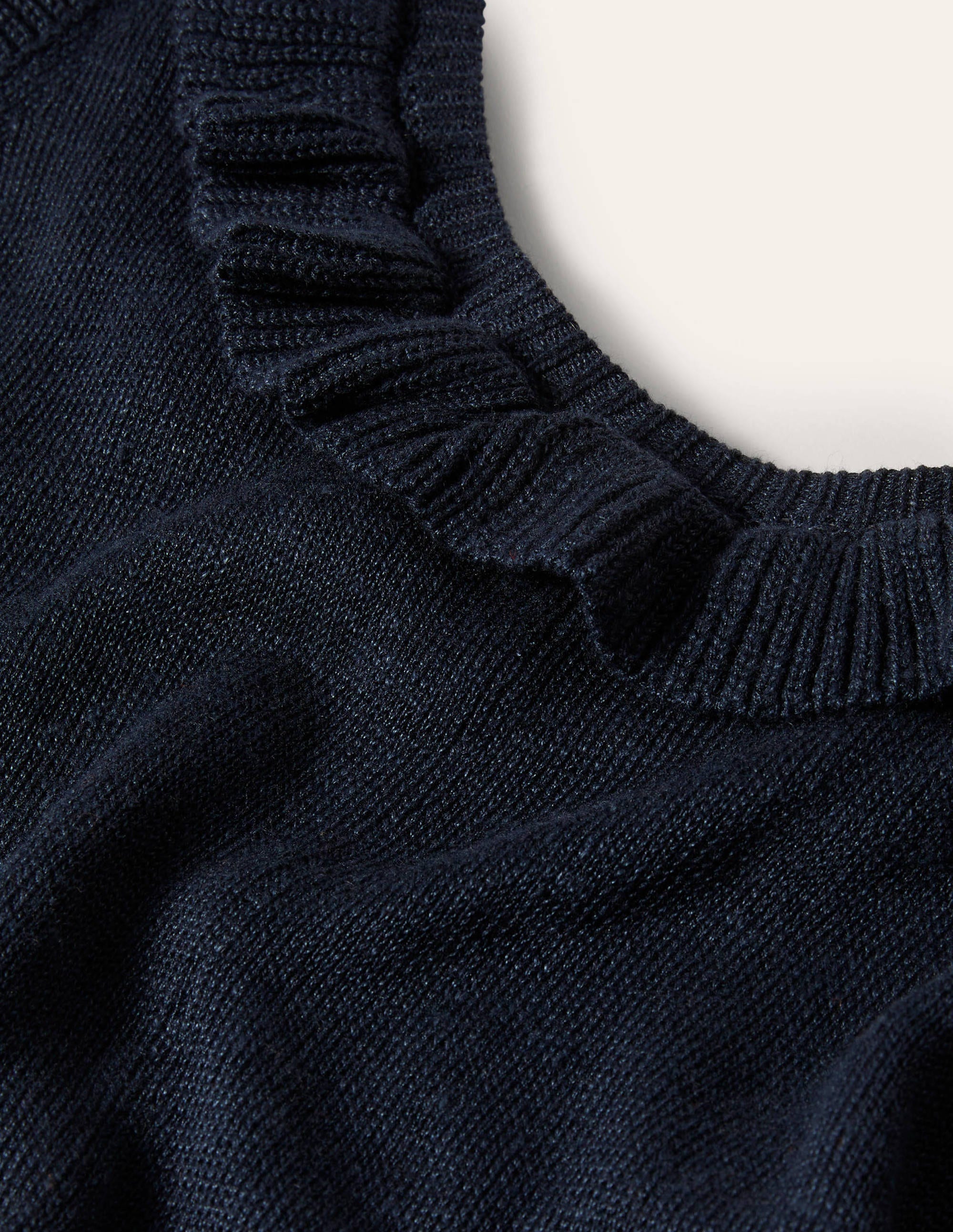 Strick-Midikleid mit gerüschtem Ausschnitt-Marineblau - Image 6