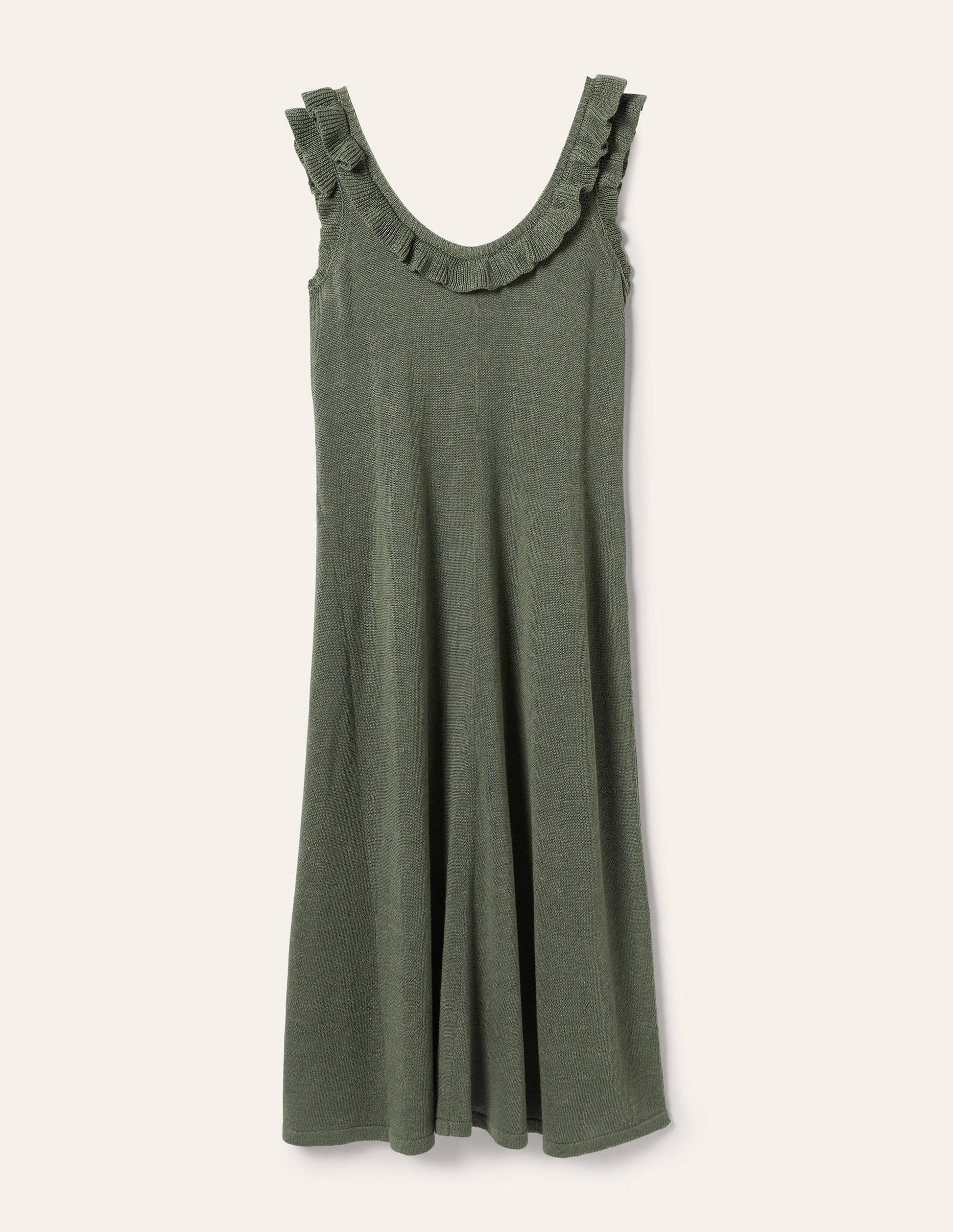 Robe midi en maille à col volanté-Aulne-6