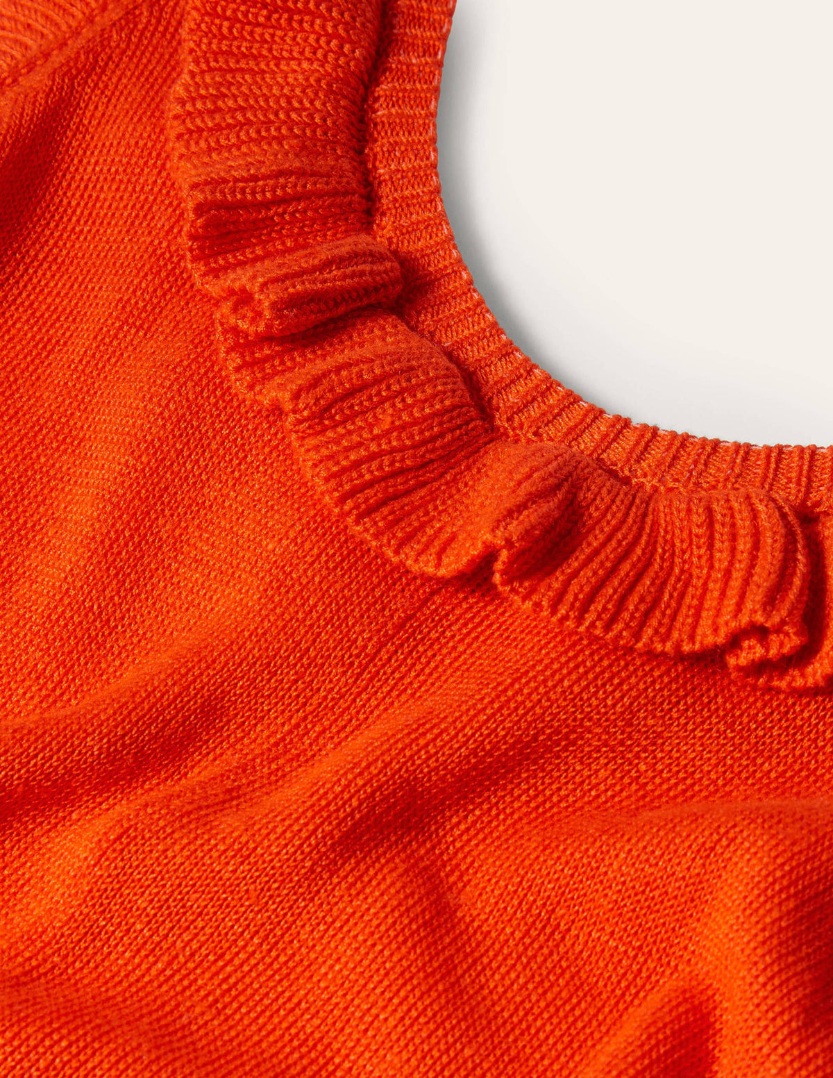 Strick-Midikleid mit gerüschtem Ausschnitt-Kräftiges Papayaorange-9