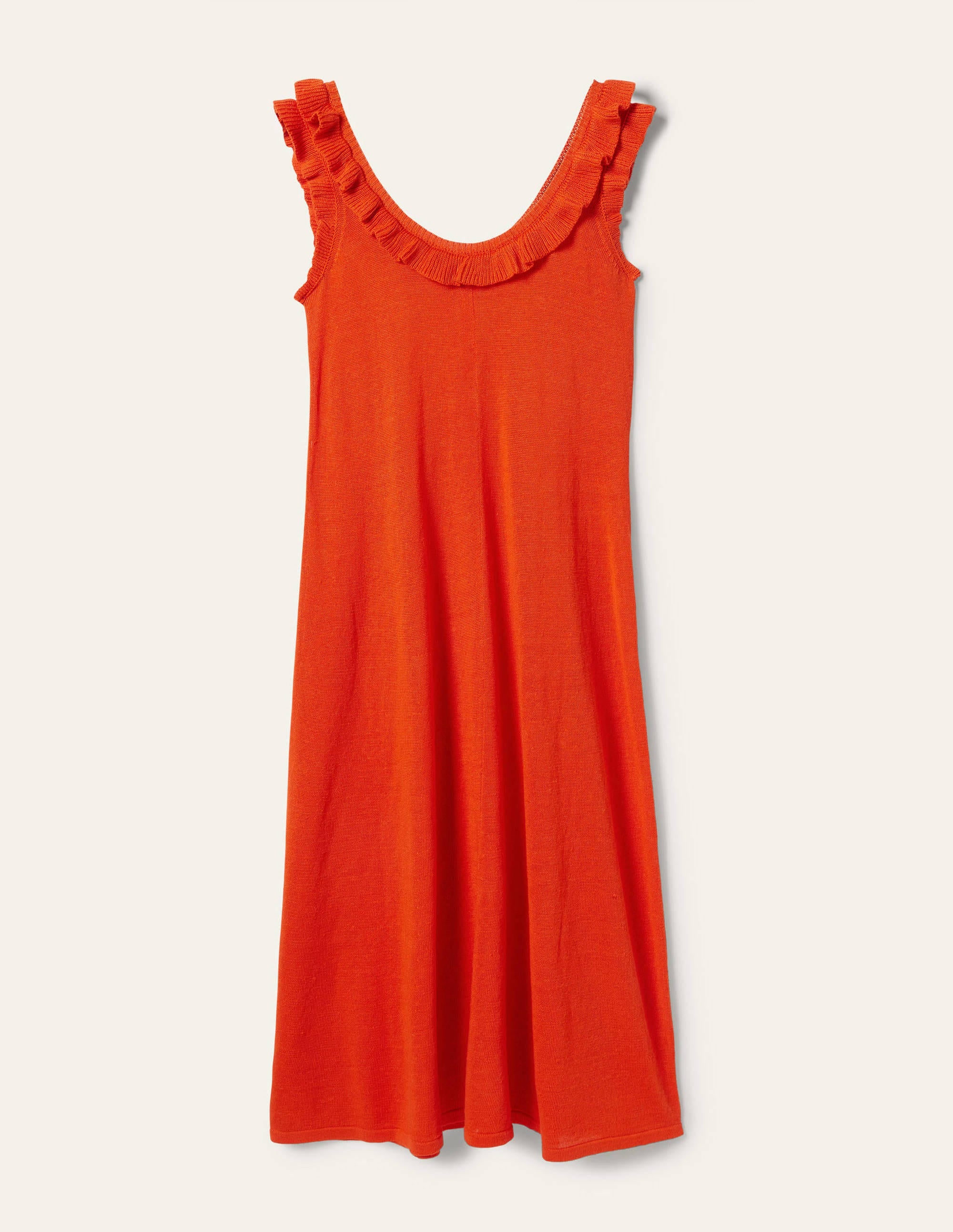 Strick-Midikleid mit gerüschtem Ausschnitt-Kräftiges Papayaorange - Image 10