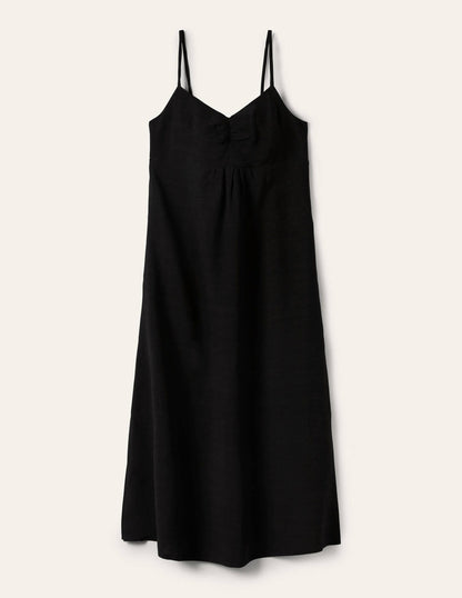 Midikleid mit Trägern-Schwarz