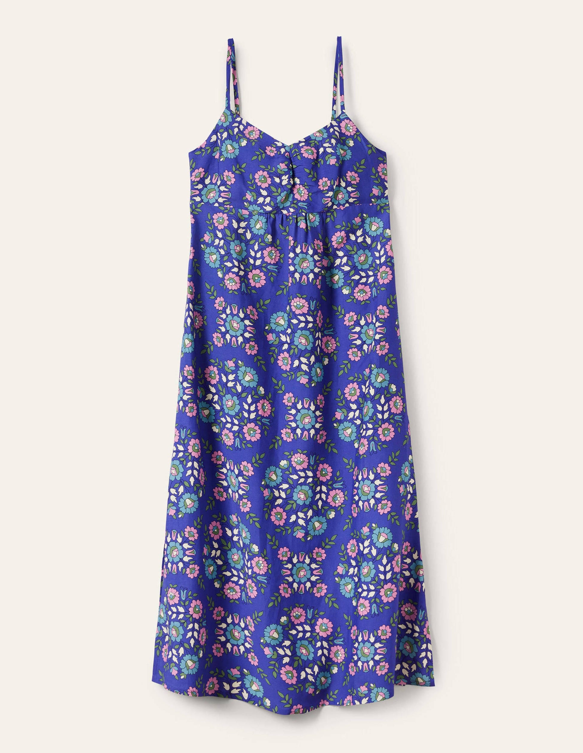 Midikleid mit Trägern-Glockenblumenblau, Wildblumenmuster-5