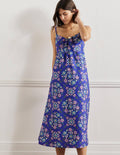 Midikleid mit Trägern-Glockenblumenblau, Wildblumenmuster