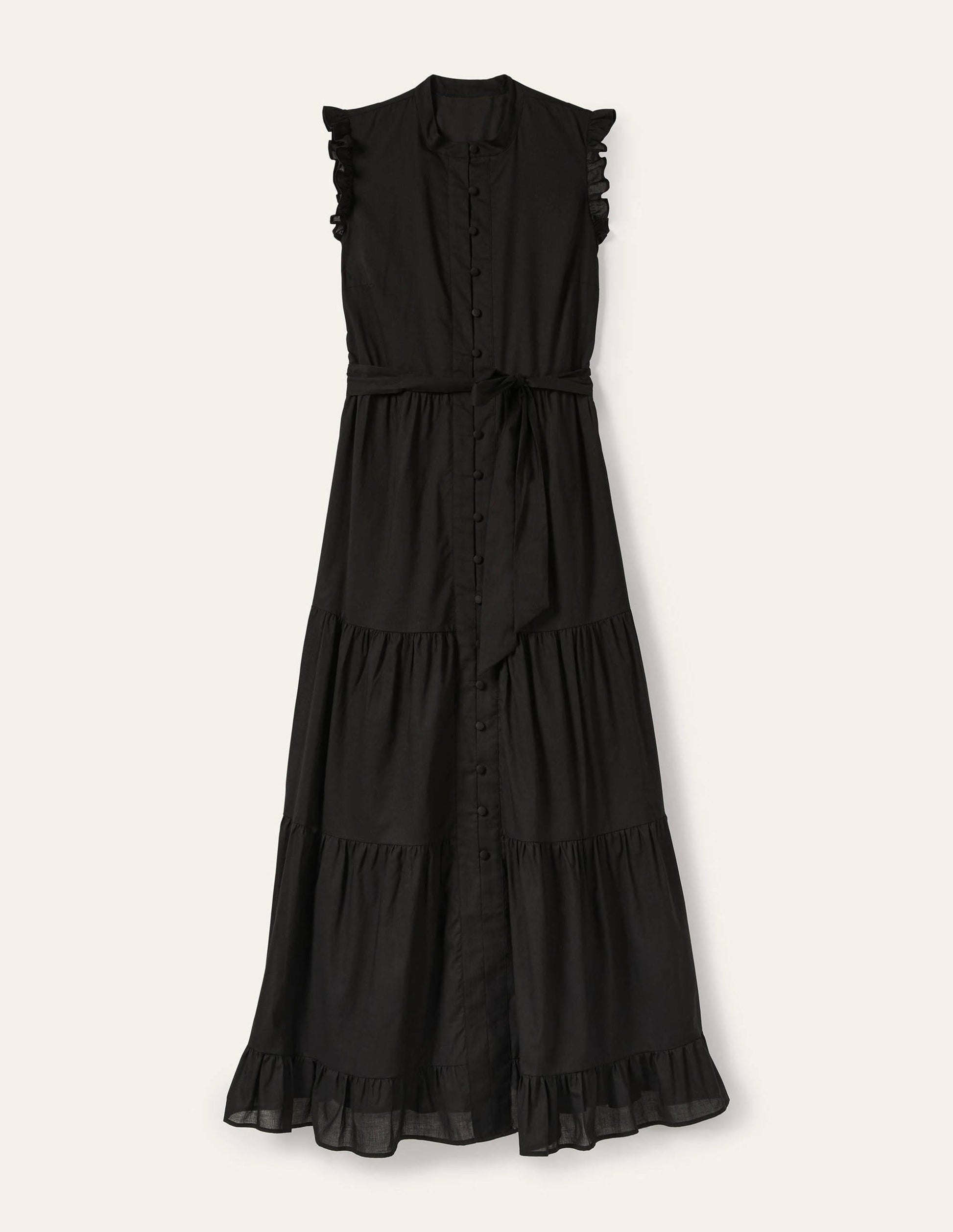 Gestuftes Maxikleid mit Rüschen-Schwarz-7