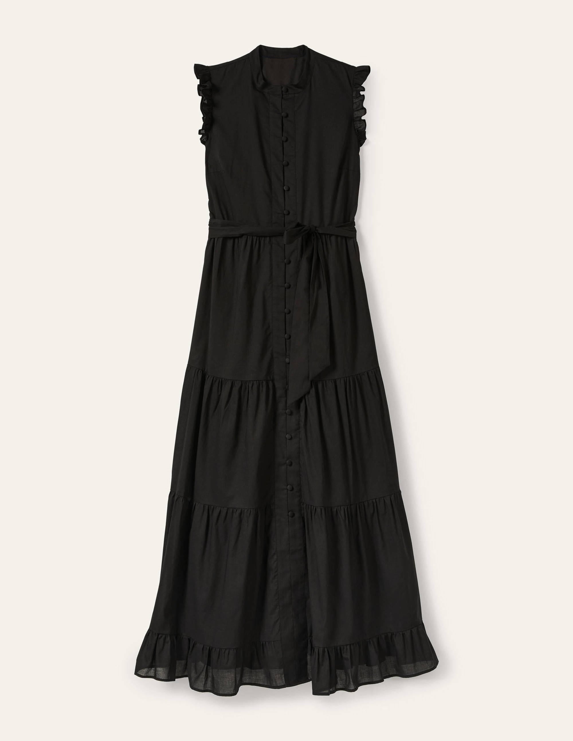 Gestuftes Maxikleid mit Rüschen-Schwarz - Image 7
