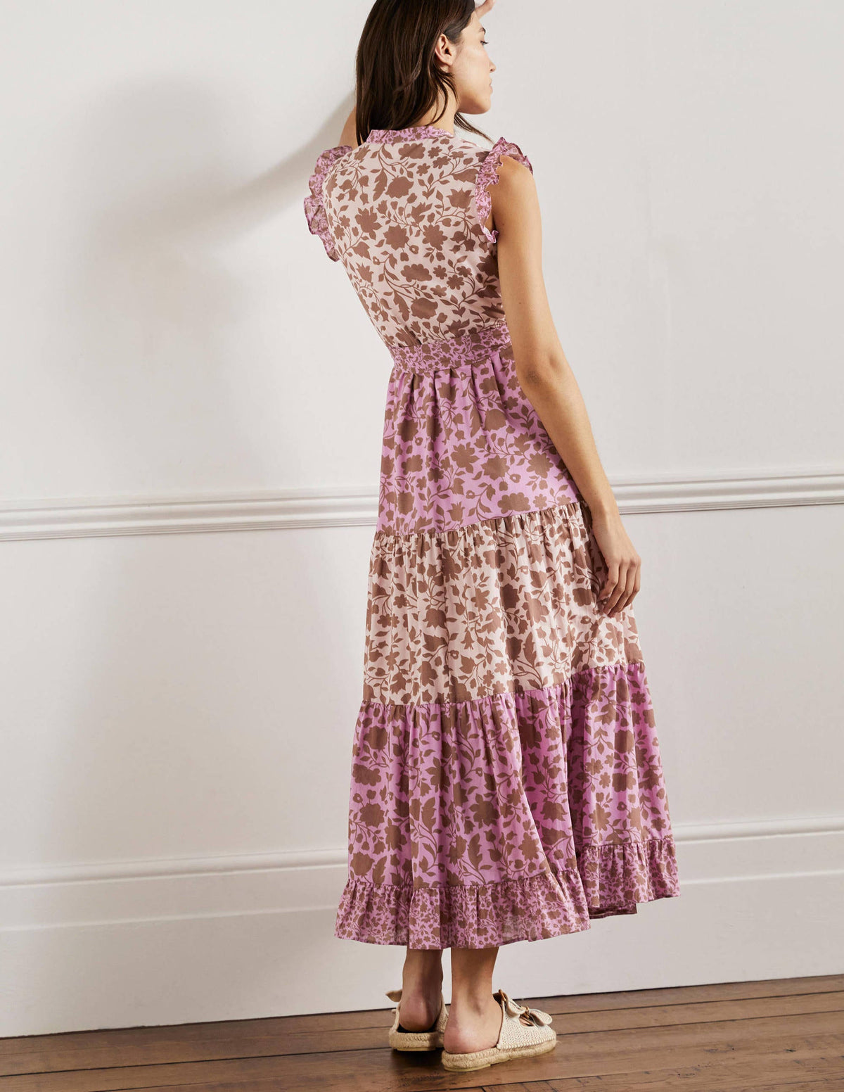 Tiered Ruffle Maxi Dress-Orchid, Botanic Silhouette-3
