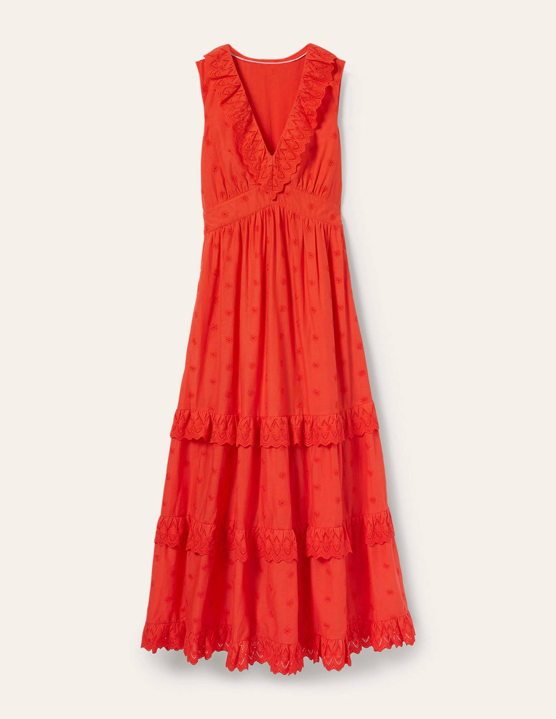 Maxikleid mit Lochstickerei und Rüschen-Kräftiges Papayaorange-6