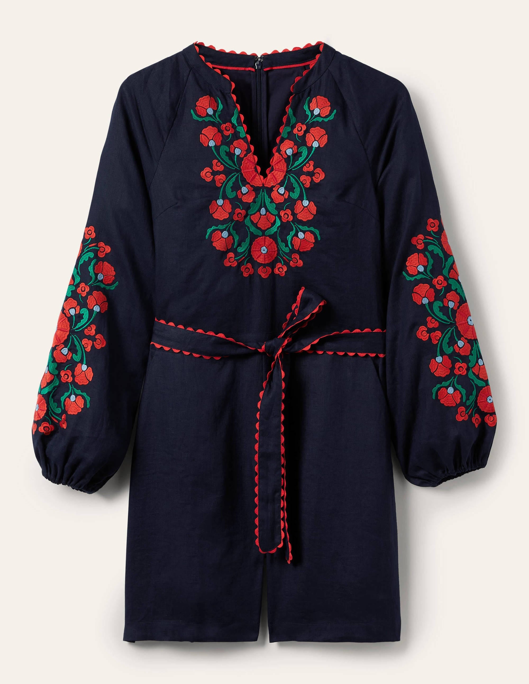 Gewebter Einteiler aus Leinen-Navy, Blumenmuster - Image 5