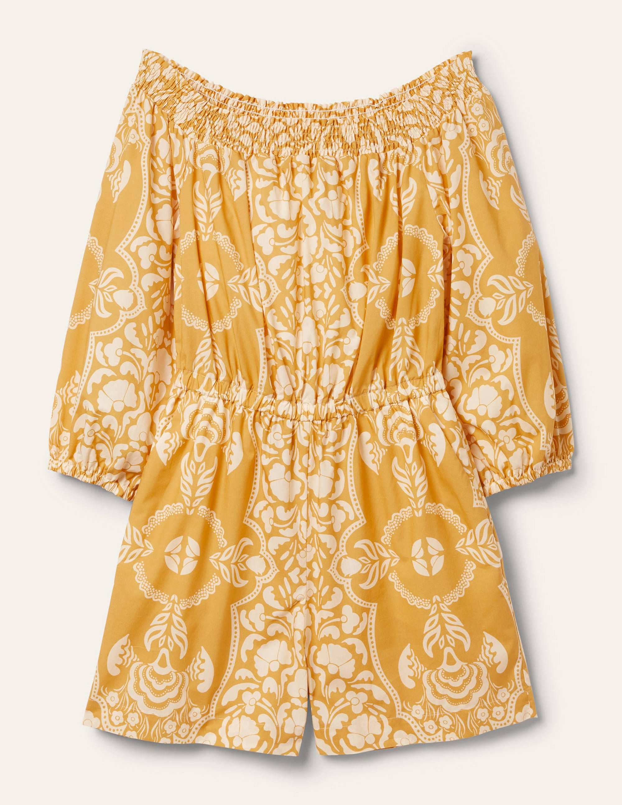 Combishort à épaules dénudées-Beurre, motif Passion Bloom - Image 5