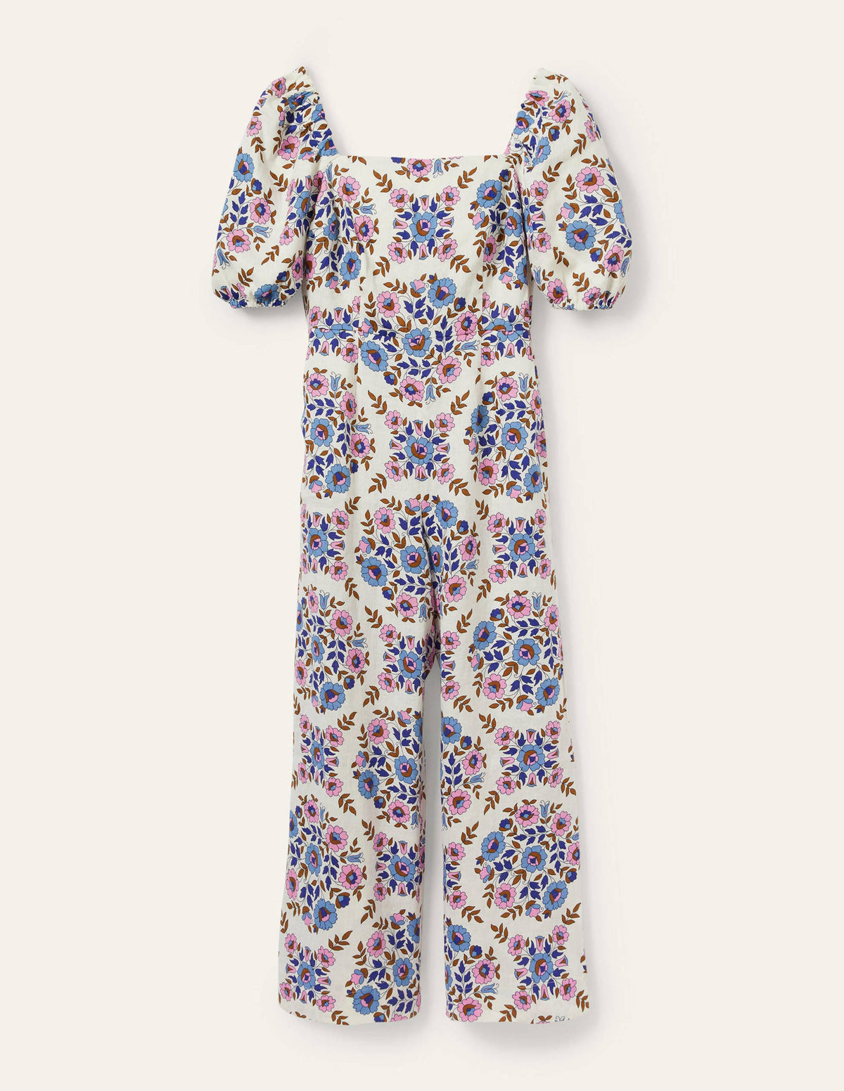 Leinen-Jumpsuit mit eckigem Ausschnitt-Bunt, Wildblumenmuster - Image 7