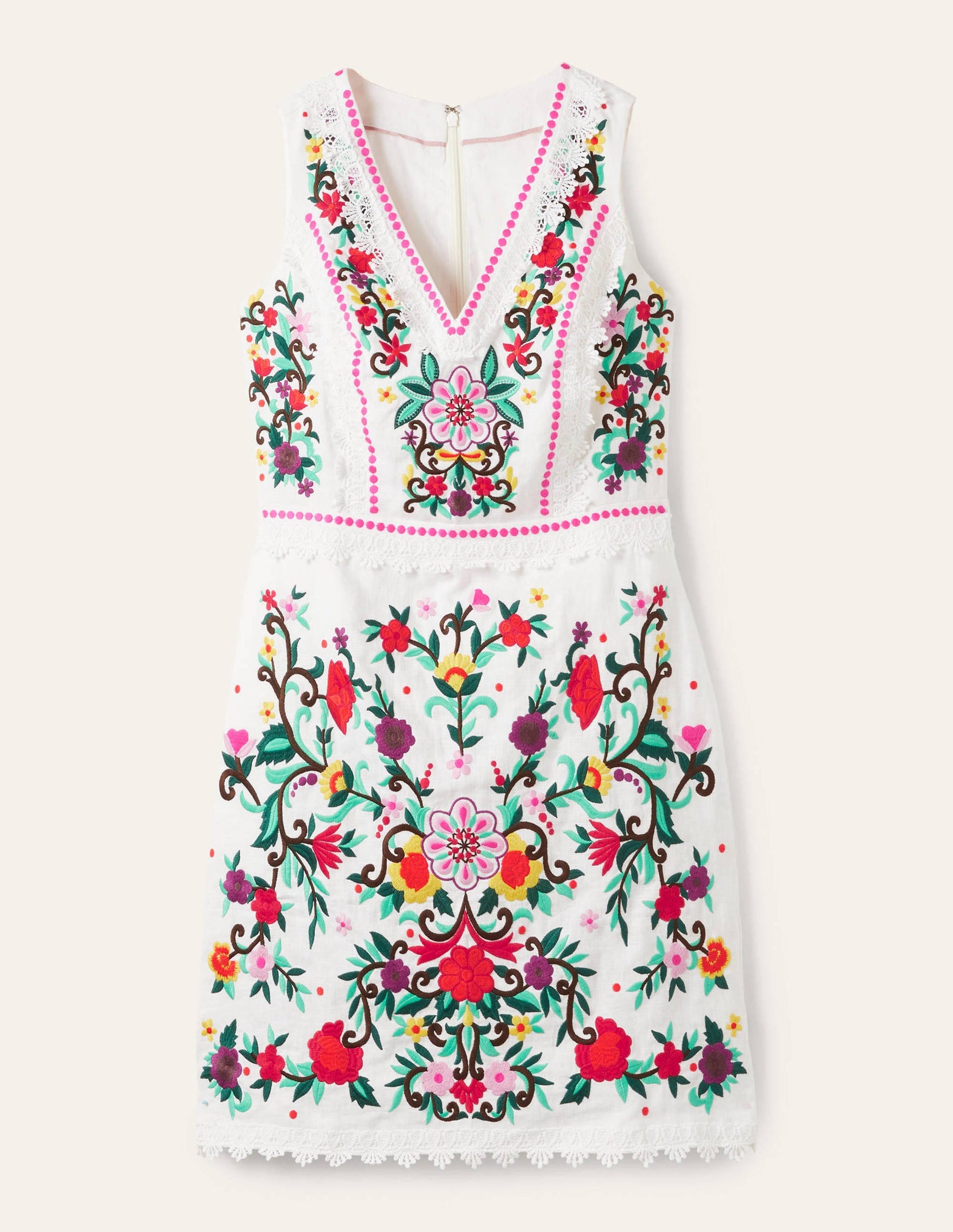 Robe Connie brodée en lin-Blanc-5