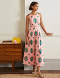 Robe midi Elsa avec détail à l'arrière-Milkshake, motif Bouquet Stamp