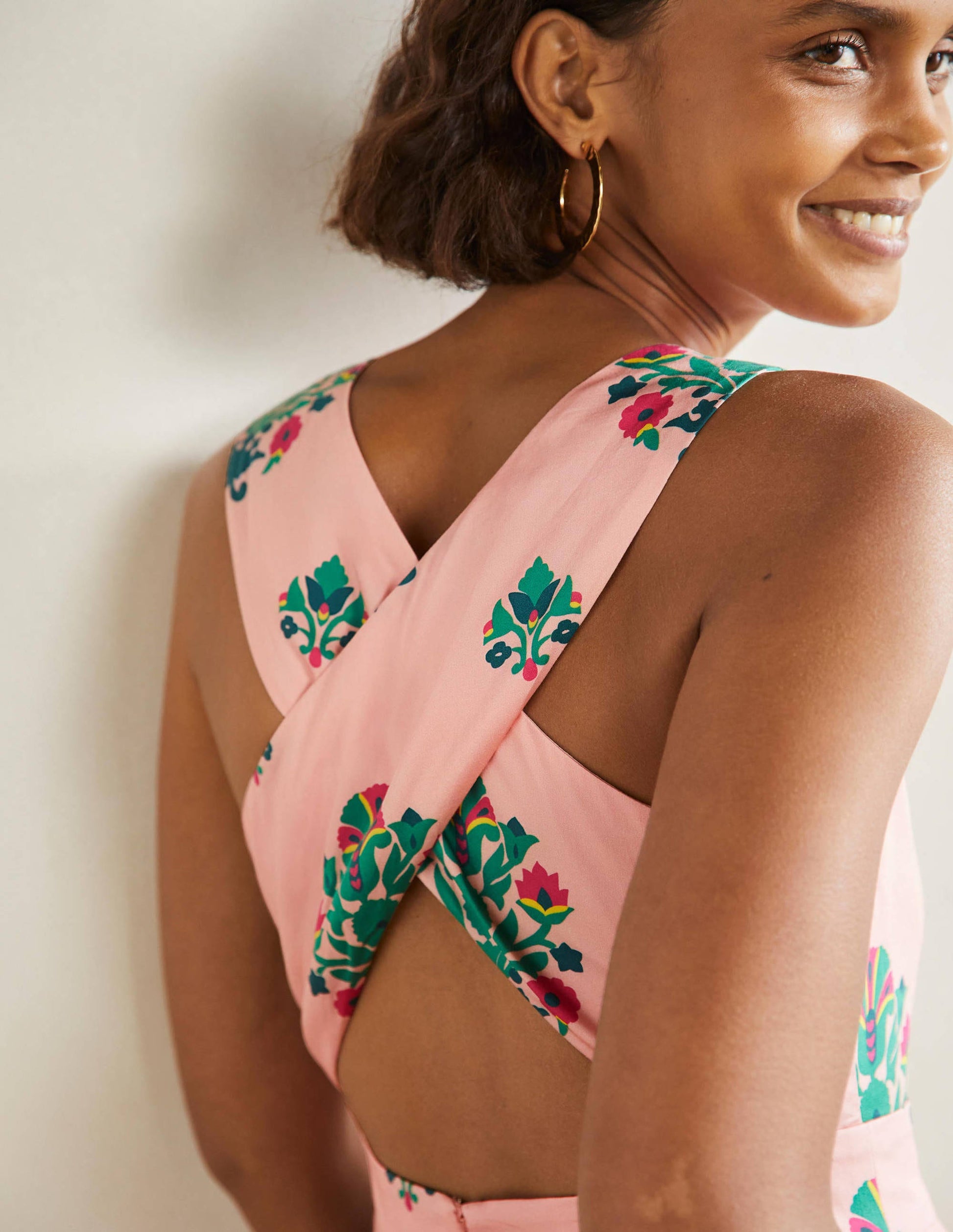Robe midi Elsa avec détail à l'arrière-Milkshake, motif Bouquet Stamp-2